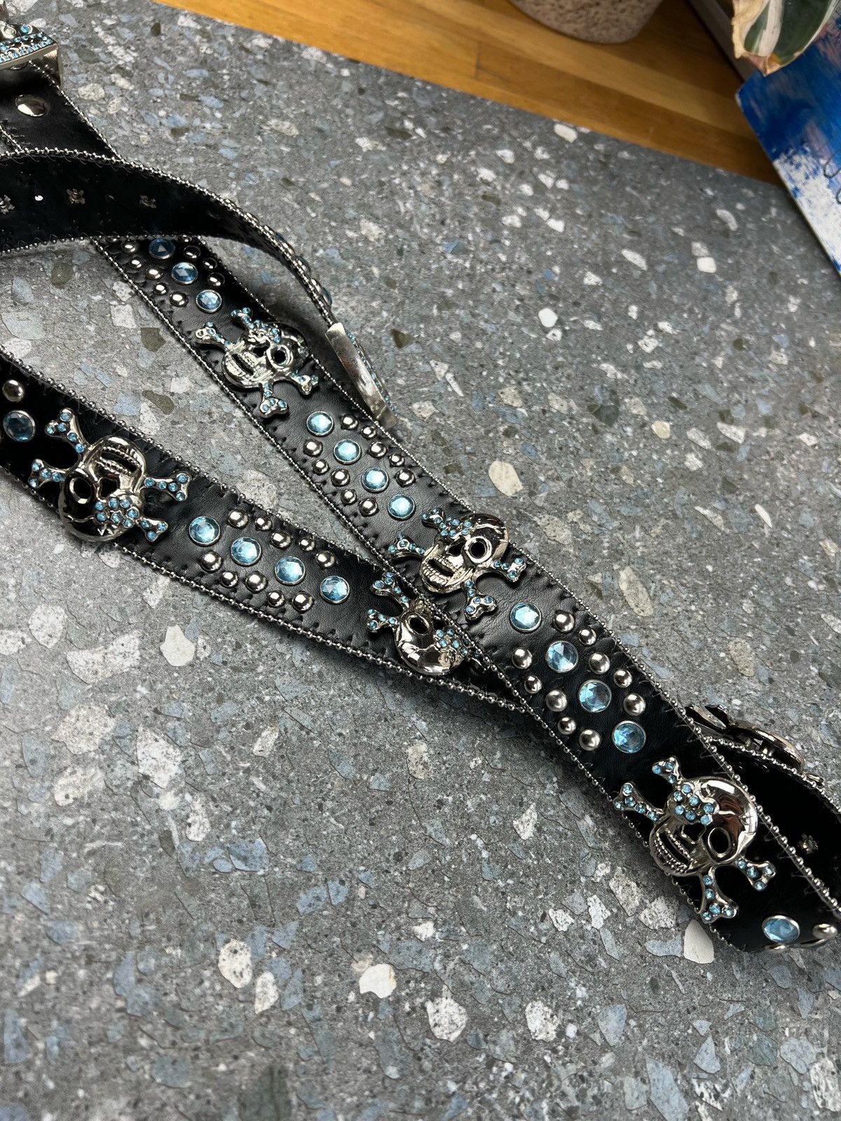 Japanese Brand × Vintage Rhinestone Skull Buckle Belt crystals Size ONE SIZE - 7 Thumbnail