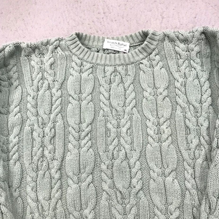 Vintage VINTAGE Tricots St Raphael Sweater Adult XL Green Cable Knit Fisherman Crewneck Mens Size US XL / EU 56 / 4 - 2 Thumbnail