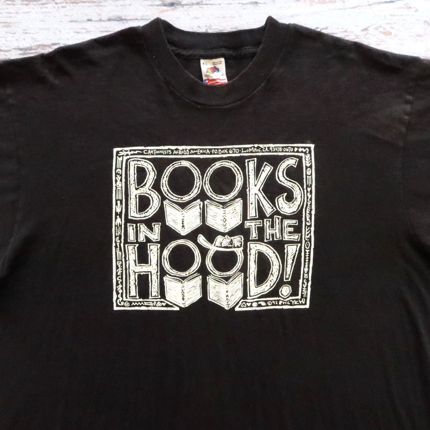 Fruit Of The Loom Vintage 90s Books In The Hood TShirt Black XL Mens T-Shirt Built in USA Single Stitch Fruit of the Loom Size US XL / EU 56 / 4 - 2 Thumbnail
