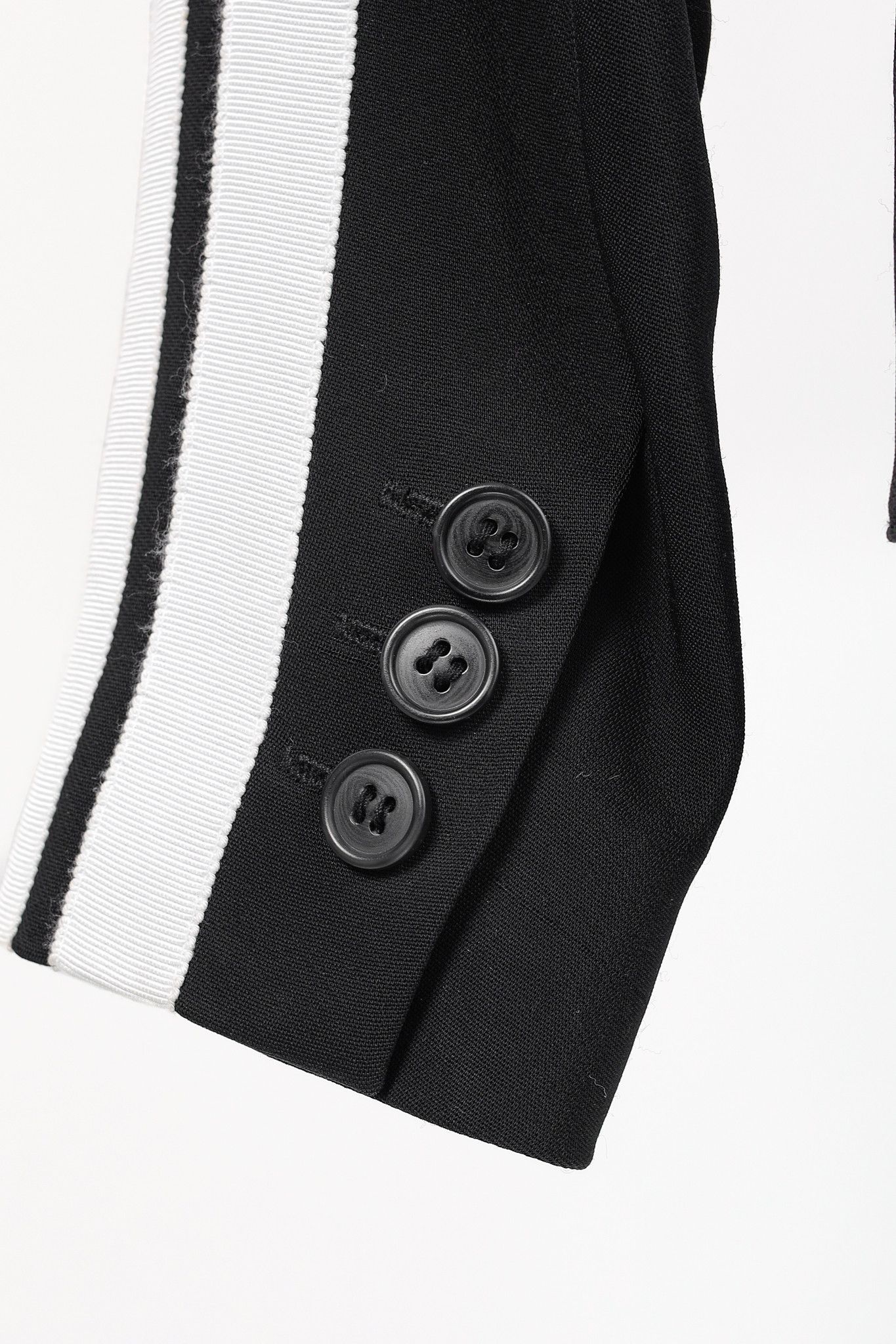 SMYTHE Smythe Black Wool-Blend Grosgrain-Stripe One-Button Blazer Size S / US 4 / IT 40 - 7 Thumbnail