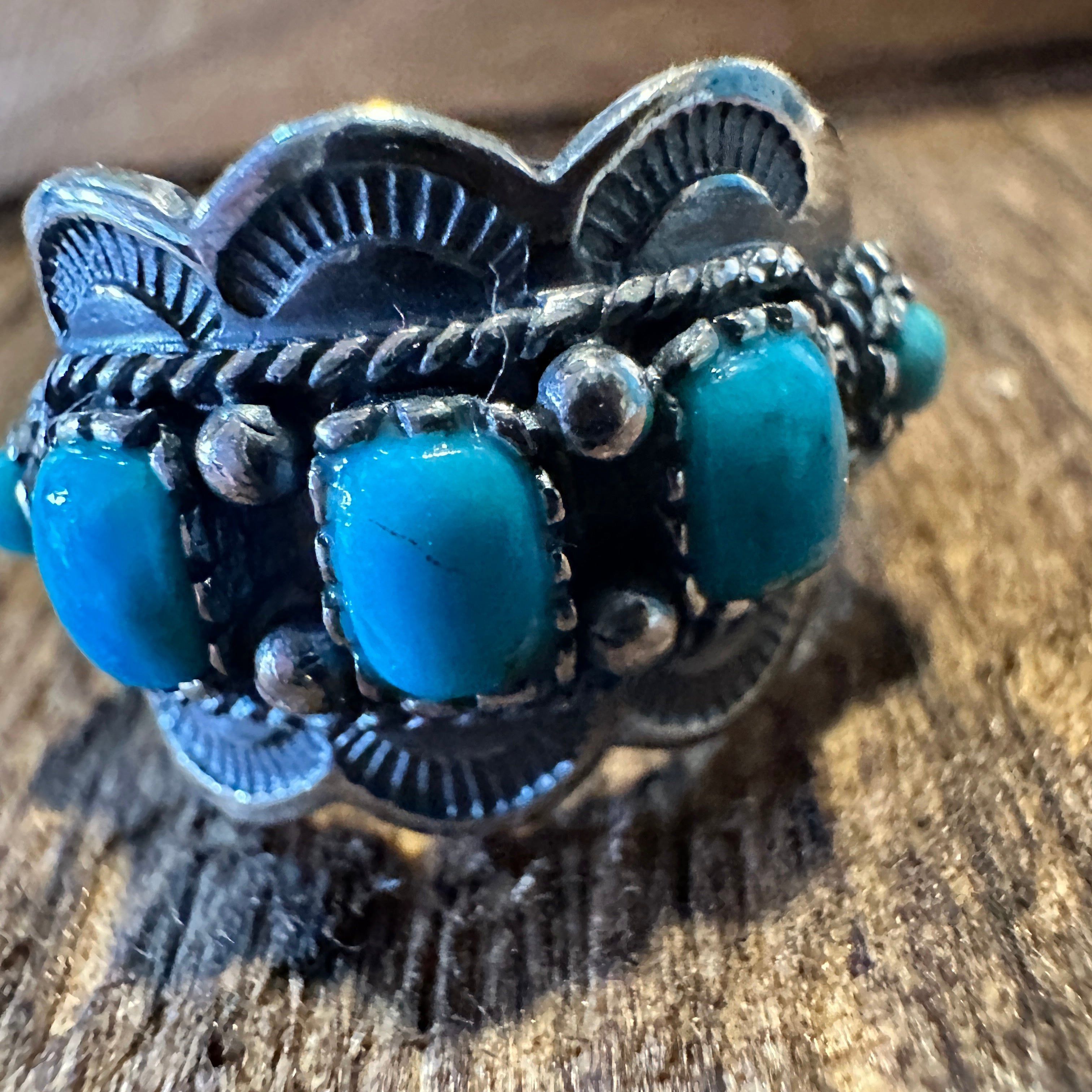 Other Native American Artisan Cuff Ring in Sterling Silver & Turqu Size ONE SIZE - 2 Thumbnail