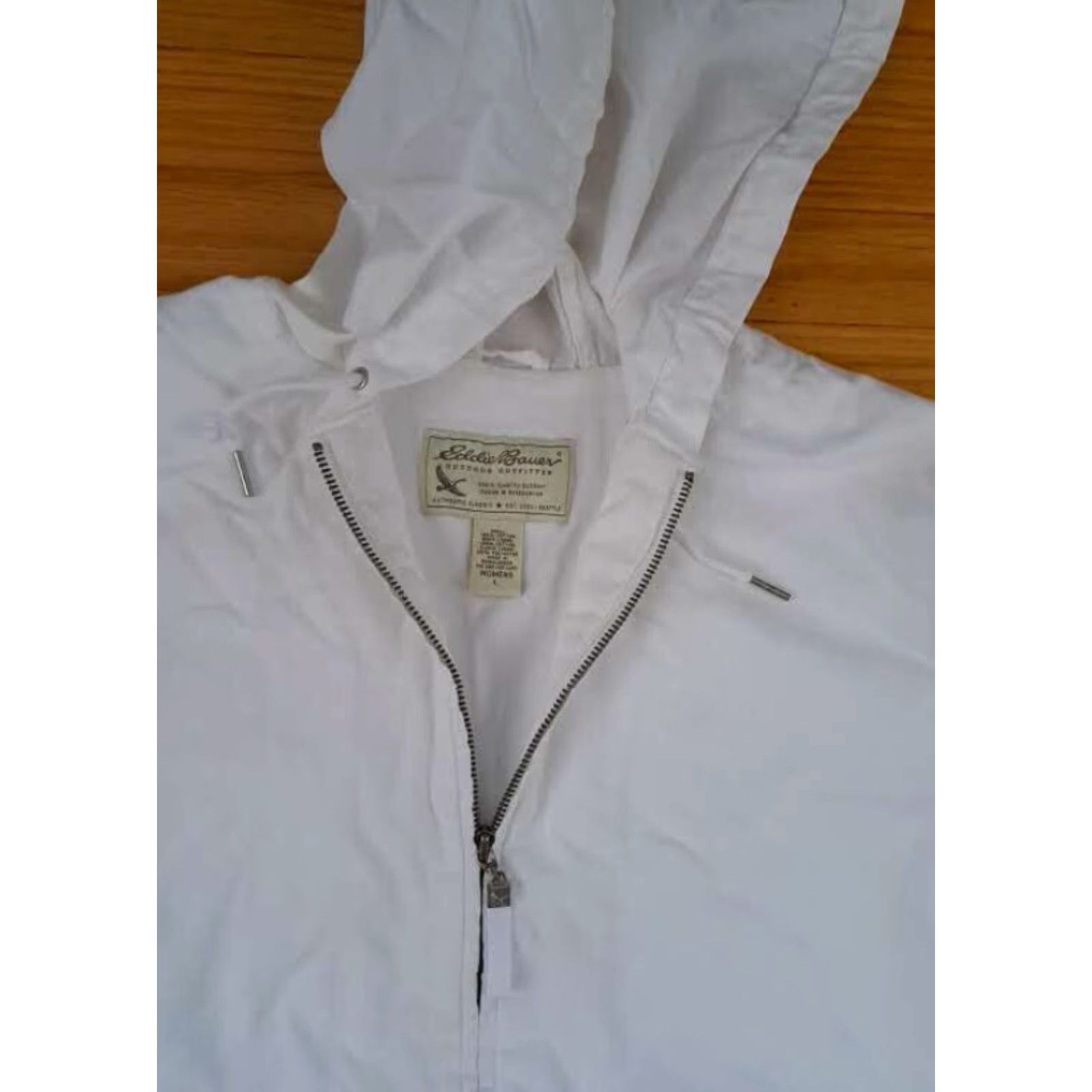 Eddie Bauer Eddie Bauer Woman Full Zip Hoodie Canvas 100% Cotton Large White Beach Hoodie Short Jacket Womens L Size L / US 10 / IT 46 - 3 Thumbnail