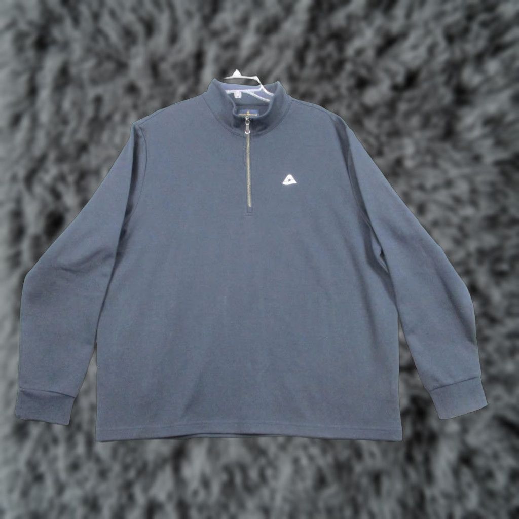 Brooks Brothers Brooks Brothers Sweatshirt Pullover Mens 2XL Navy 1/4 Zip Mock Neck Logo Embroidered Pattern Solid Size US XXL / EU 58 / 5 - 1 Thumbnail