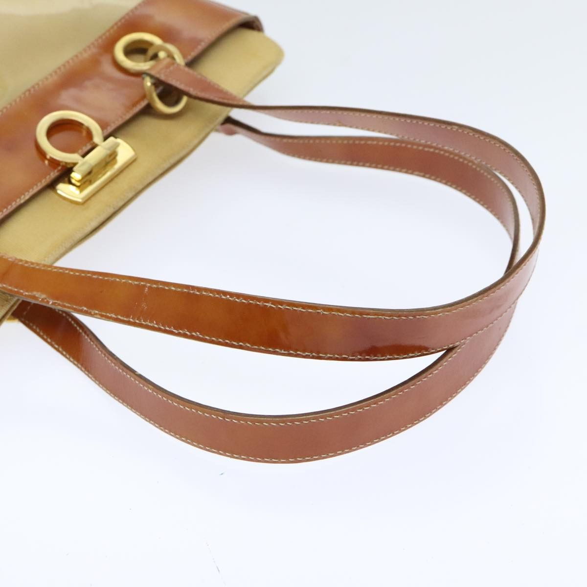 Salvatore Ferragamo Salvatore Ferragamo Gancini Shoulder Bag Vinyl Beige Orange Size ONE SIZE - 7 Thumbnail