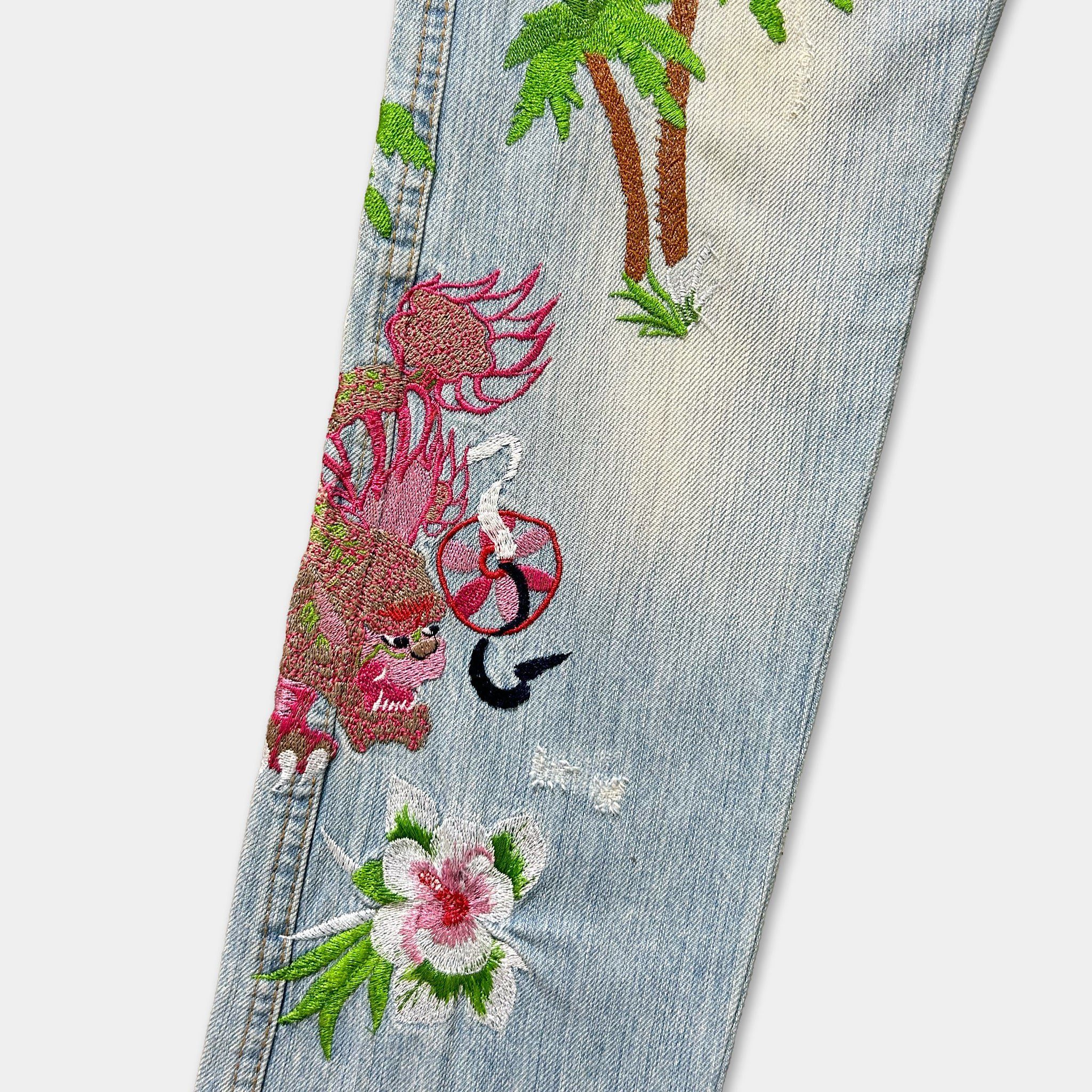 Dolce & Gabbana Dolce & Gabbana SS06 Honolulu Embroidered Denim Jeans Size US 30 / EU 46 - 2 Thumbnail