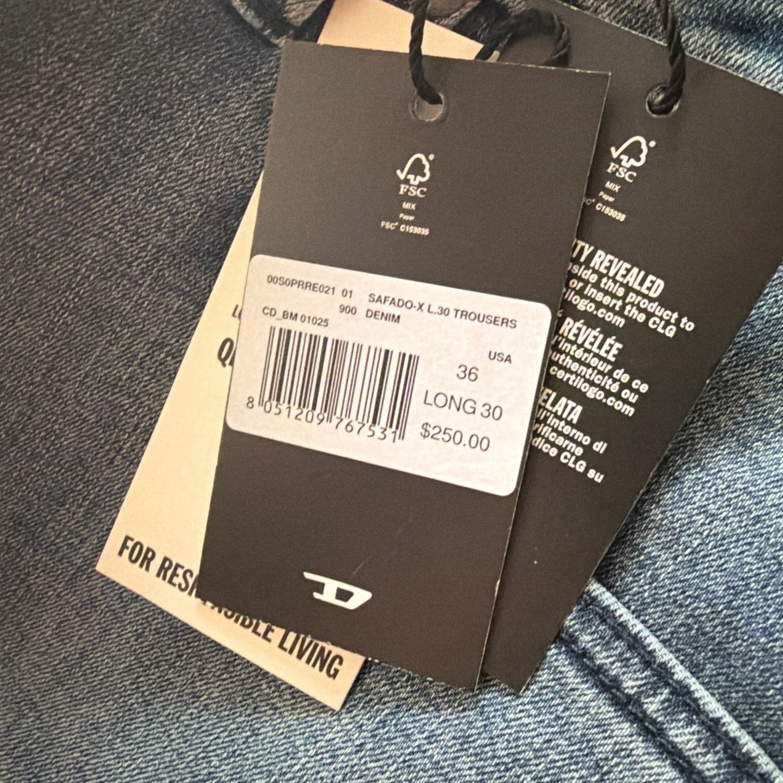 Diesel Diesel Mens Zatiny Slim Bootcut Jeans RE021 Blue Size 36/30 Size US 36 / EU 52 - 7 Thumbnail