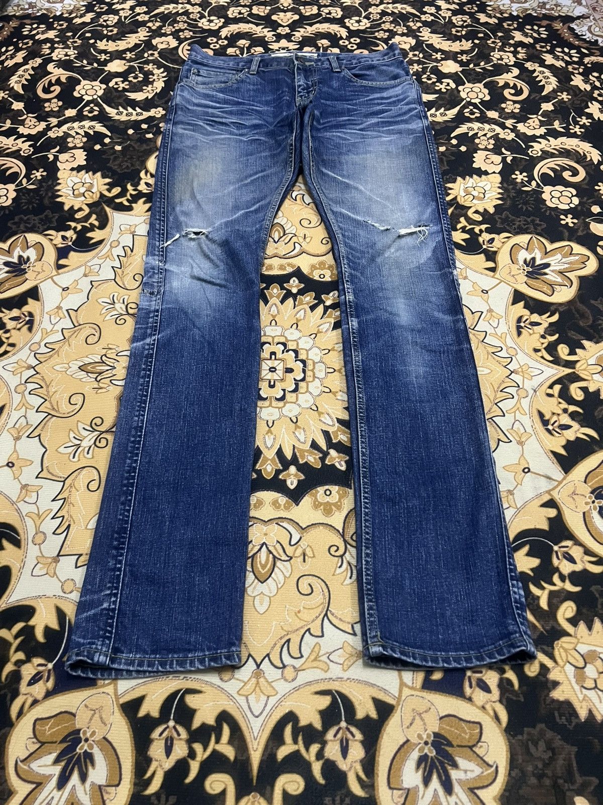 Japanese Brand × Robert Geller THRASHED🔥ROBERT GALLER RIPPED DENIM PANT Size US 30 / EU 46 - 4 Thumbnail