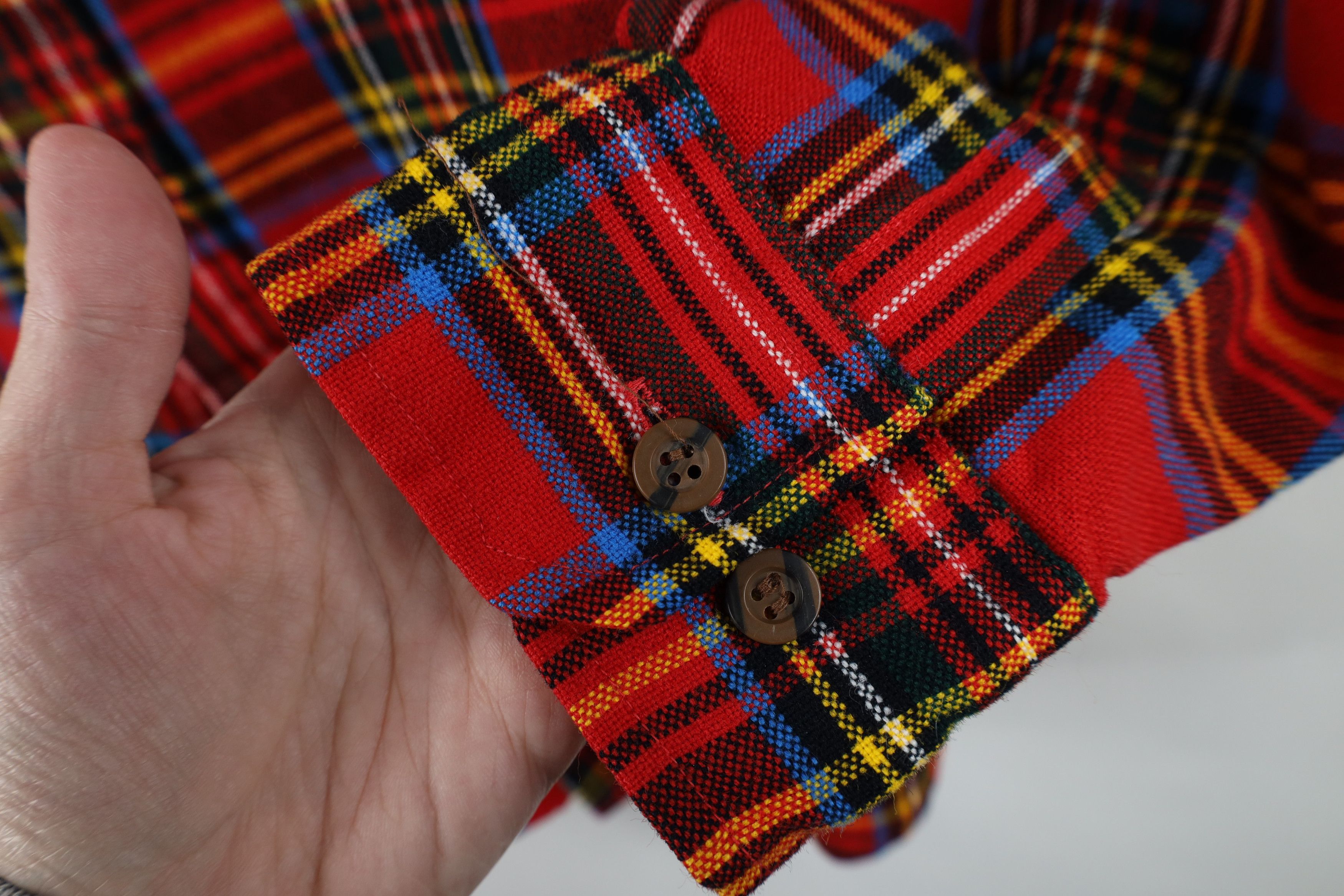 Vintage Vintage 70s Streetwear Knit Collared Button Shirt Plaid Size US L / EU 52-54 / 3 - 7 Thumbnail