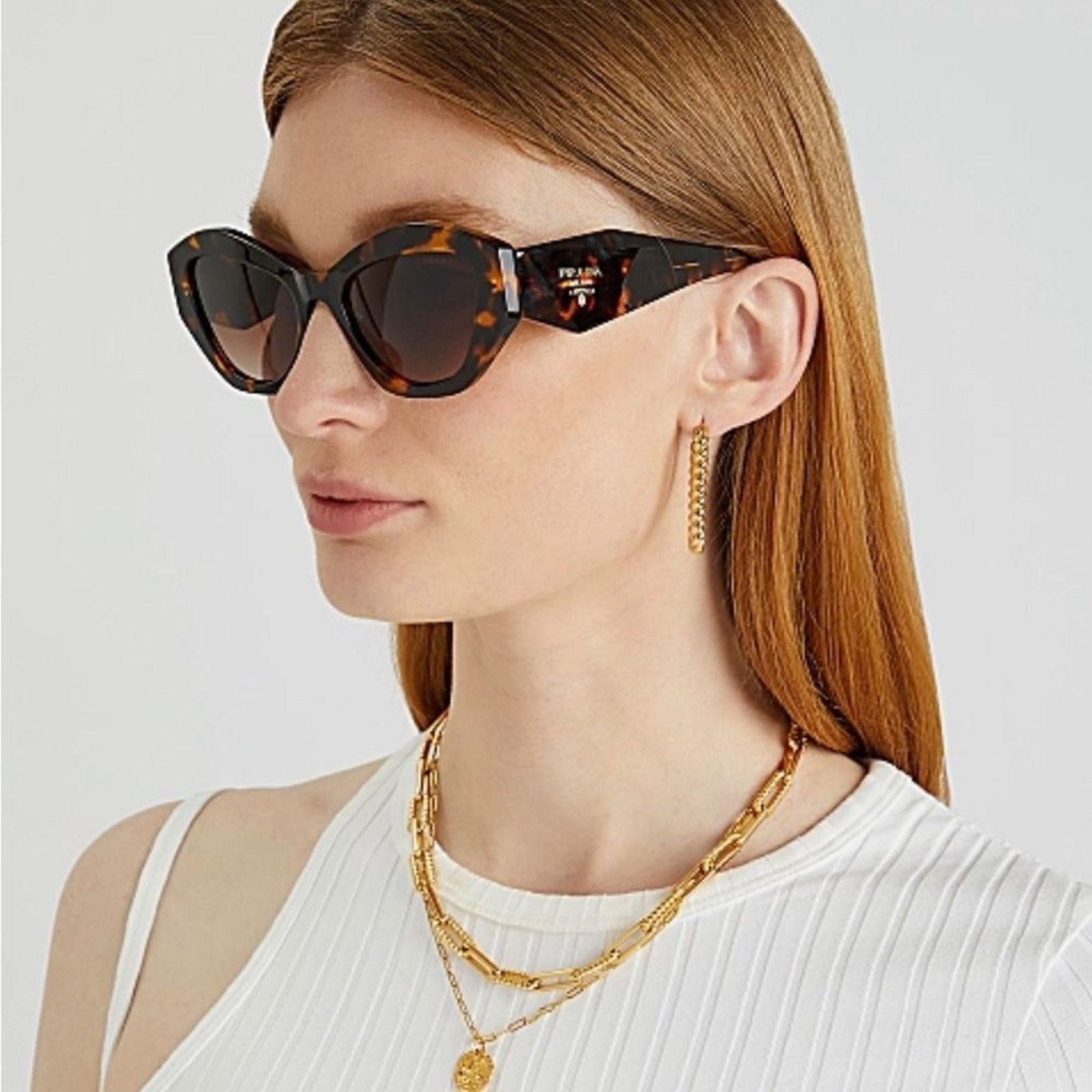 Prada NEW PRADA PR07YS VAU6S1 Honey Havana/Brown Gradient Women Size ONE SIZE - 1 Thumbnail