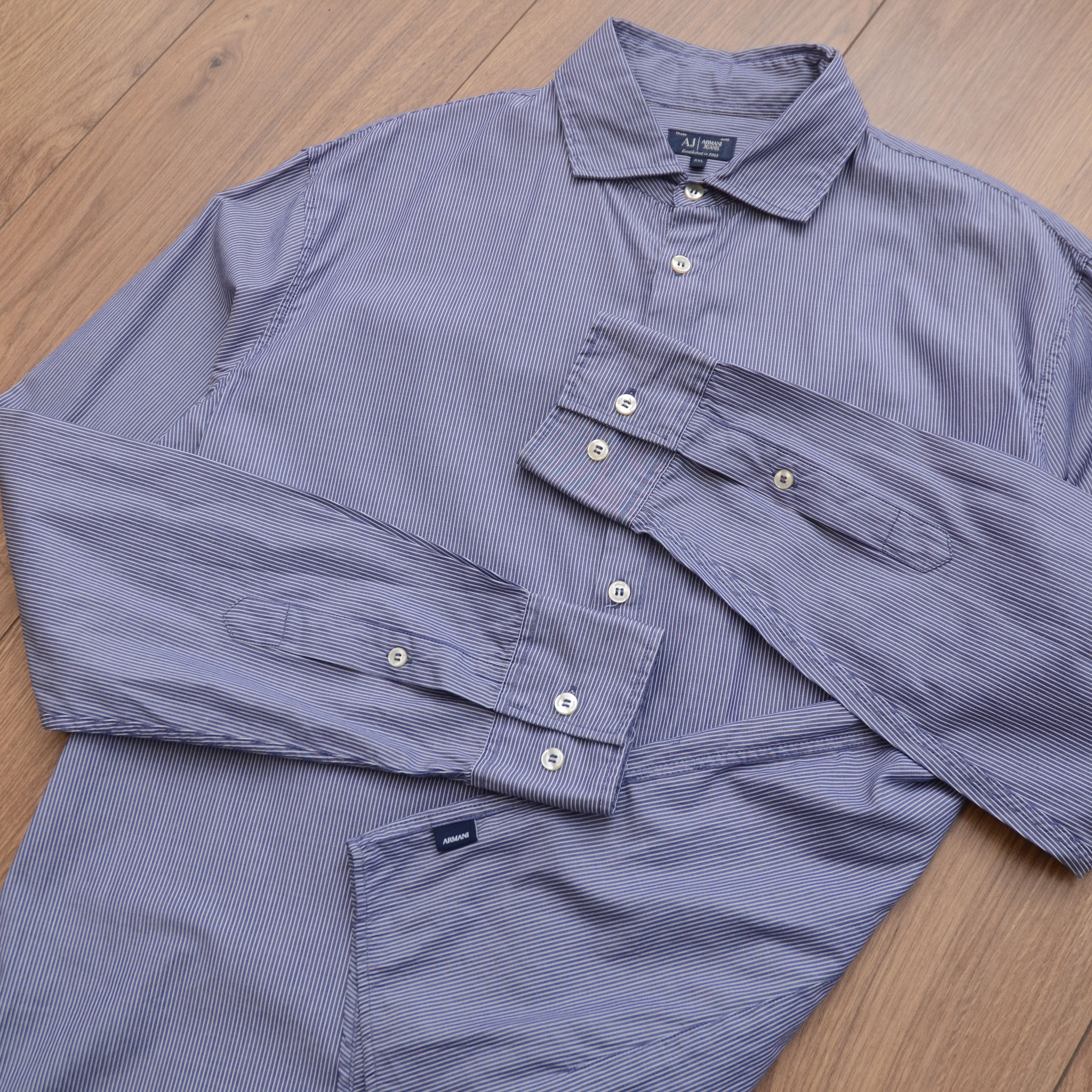 Armani Y2K Armani Jeans Striped Cotton Shirt XL–XXL Logo Casual Size US XL / EU 56 / 4 - 8 Thumbnail