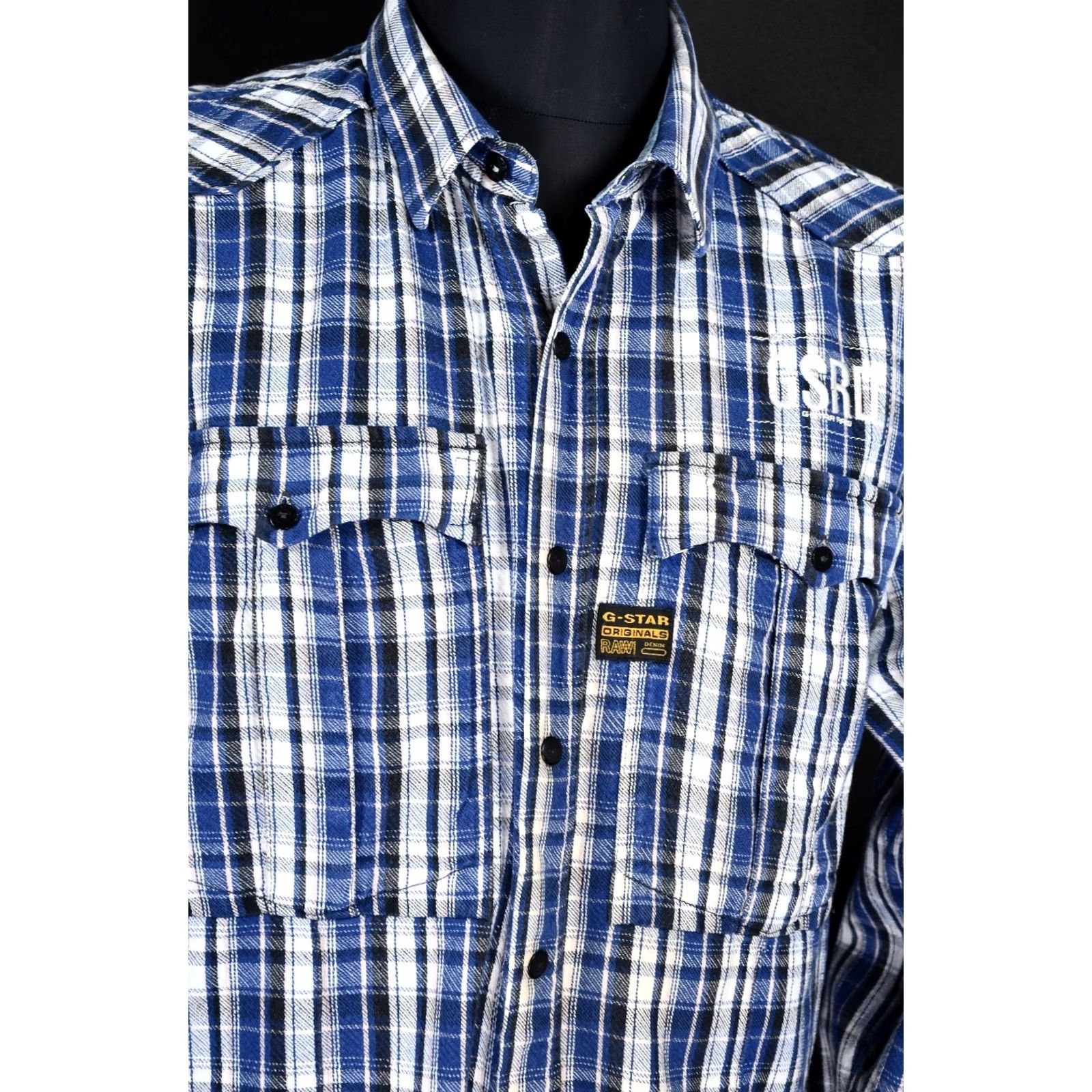 G-Star G-Star Raw Brass Rewind Plaid Shirt 3XL Men's Button-Up Long Sleeve Blue Cotton Size US XXL / EU 58 / 5 - 6 Thumbnail