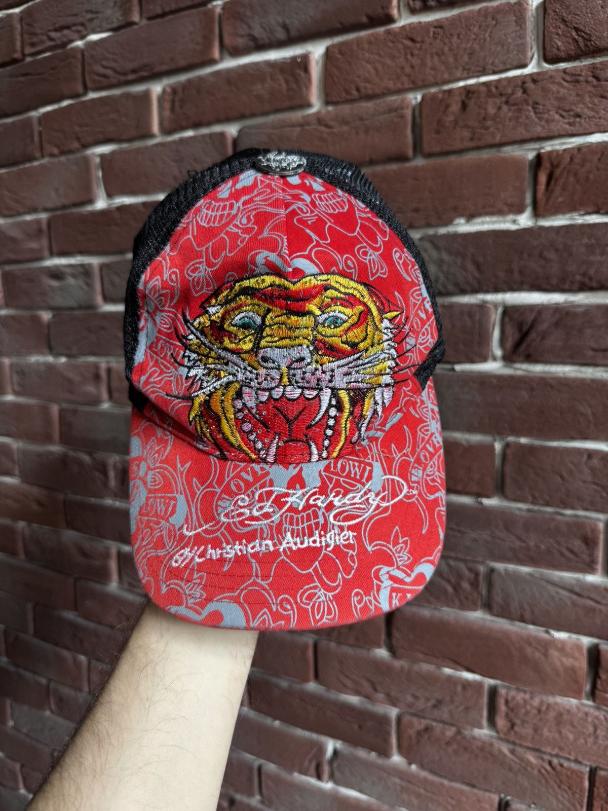 Ed Hardy Rare Vintage Ed Hardy Tiger Skull Hat Cap Y2K Drip Hype Size ONE SIZE - 2 Thumbnail