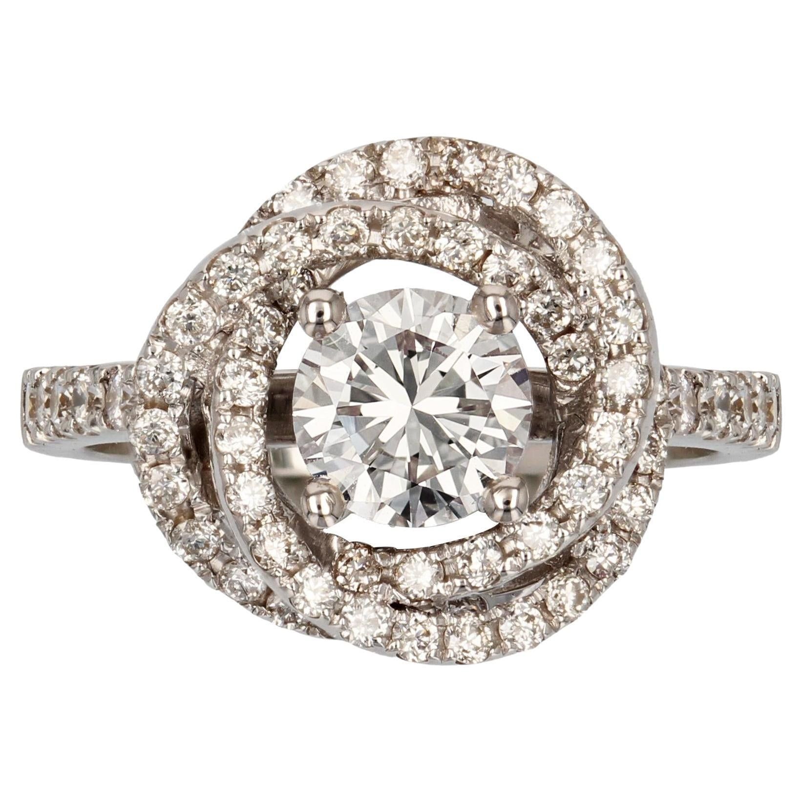 image of Vintage French Modern Diamond 18 Karat White Gold Flower Ring, Women's