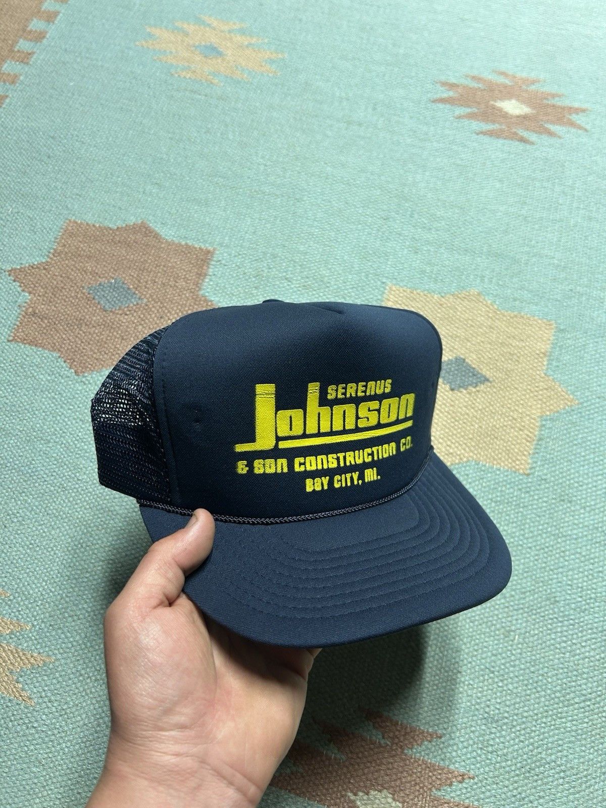 Vintage Vtg trucker hat Serenus Johnson & Son Construction Michigan Size ONE SIZE - 1 Thumbnail
