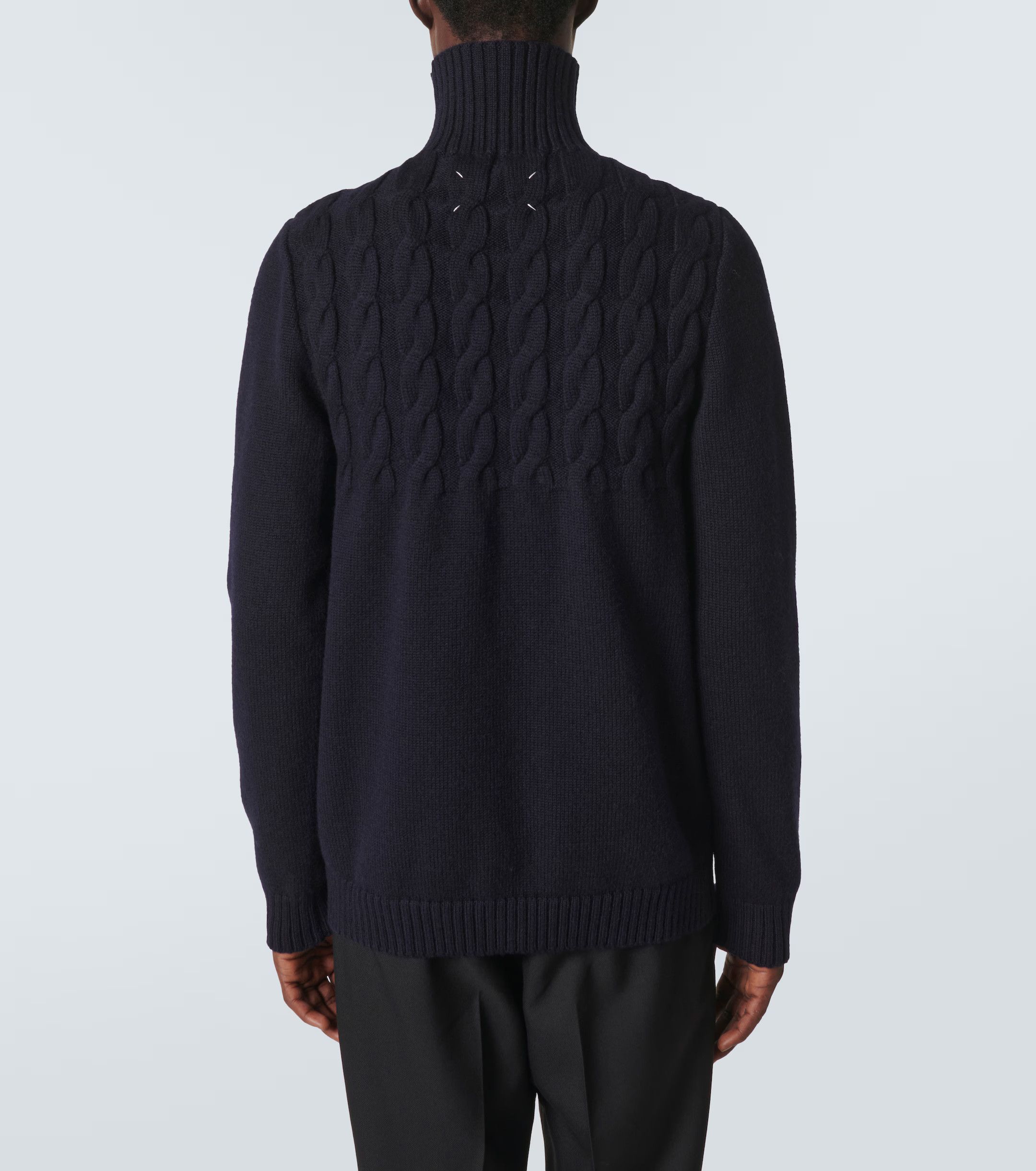 Maison Margiela o1s22i1n1024 Braided Wool Turtleneck Sweater in Blue Size US M / EU 48-50 / 2 - 4 Thumbnail