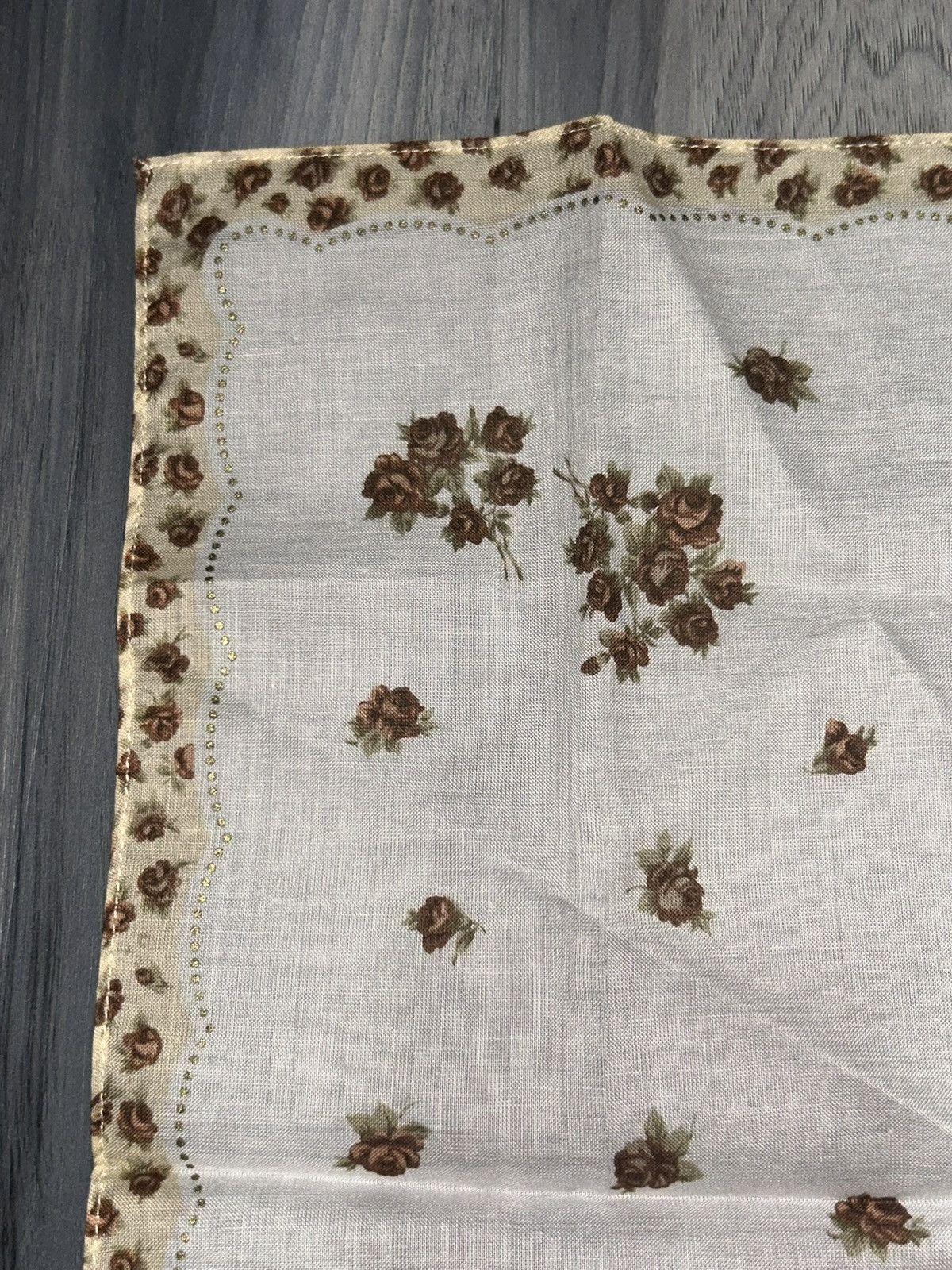 Givenchy Vintage Givenchy Brown Blush Rose Cotton Handkerchief Size ONE SIZE - 8 Thumbnail