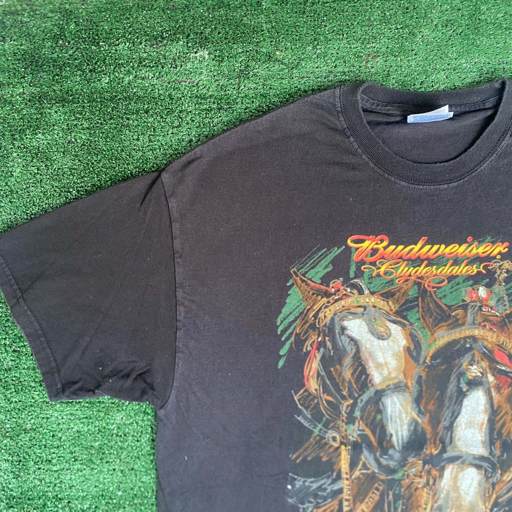 Budweiser Vintage 90s Budweiser Clydesdales Shirt Beer Logo Art Tee Size US XL / EU 56 / 4 - 2 Thumbnail