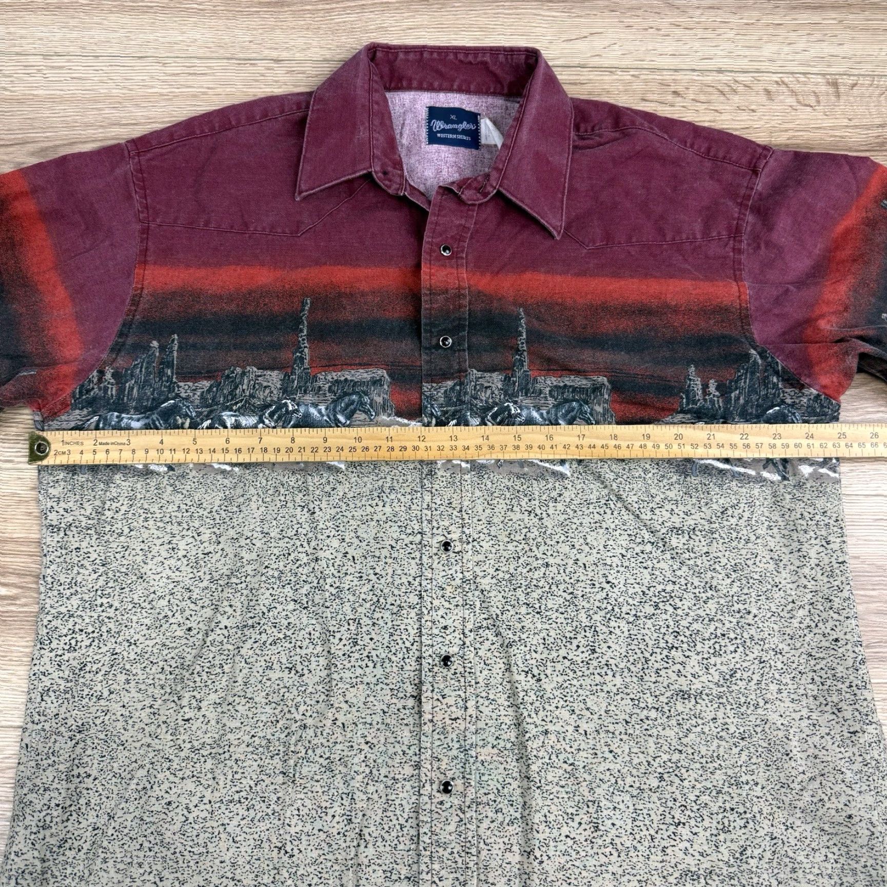 Wrangler VINTAGE Wrangler Shirt Mens XL Red Beige Pearl Snap Western Horses Adult Size US XL / EU 56 / 4 - 5 Thumbnail