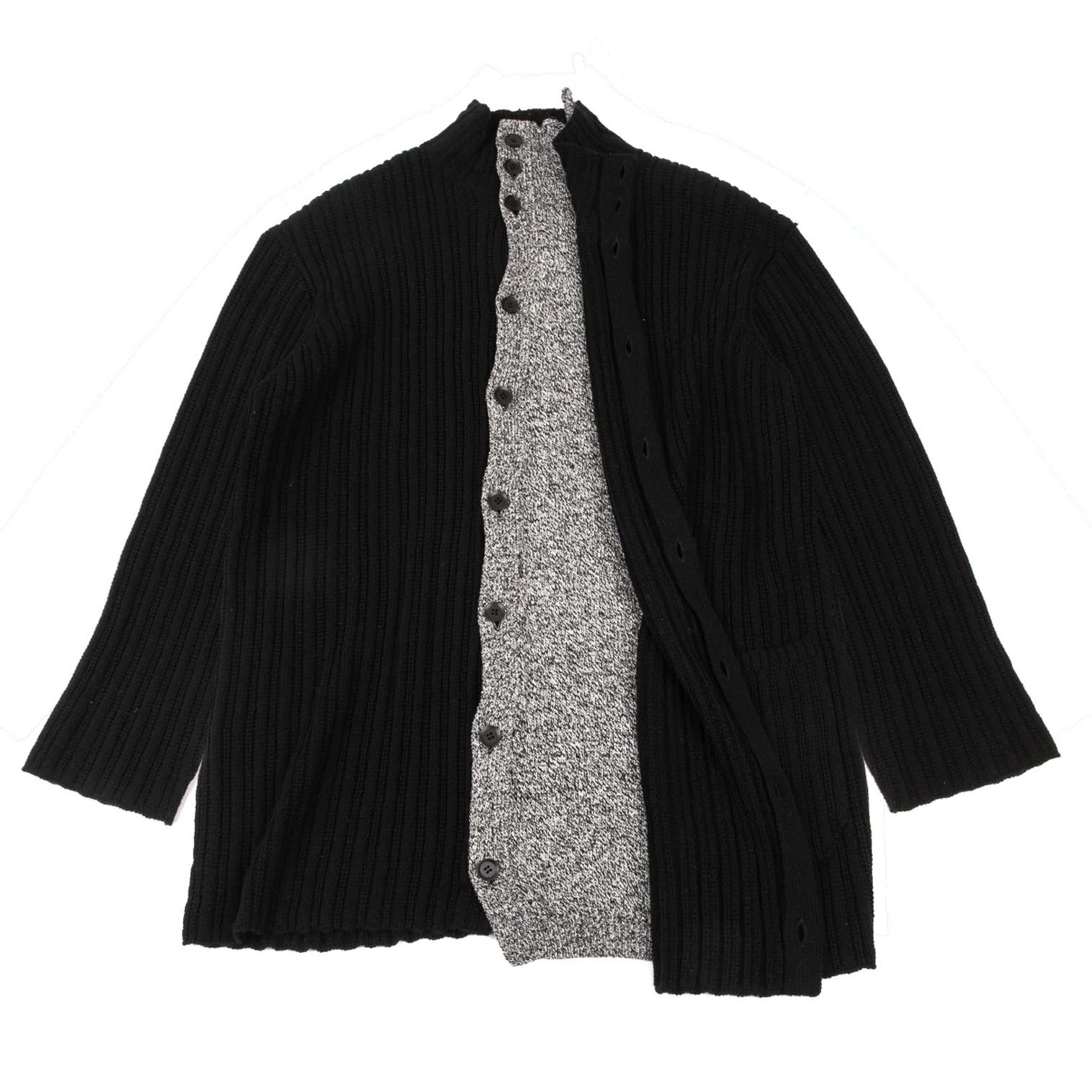 Yohji Yamamoto Yohji Yamamoto Half Layered Wool Knit Jacket Size US M / EU 48-50 / 2 - 1 Thumbnail