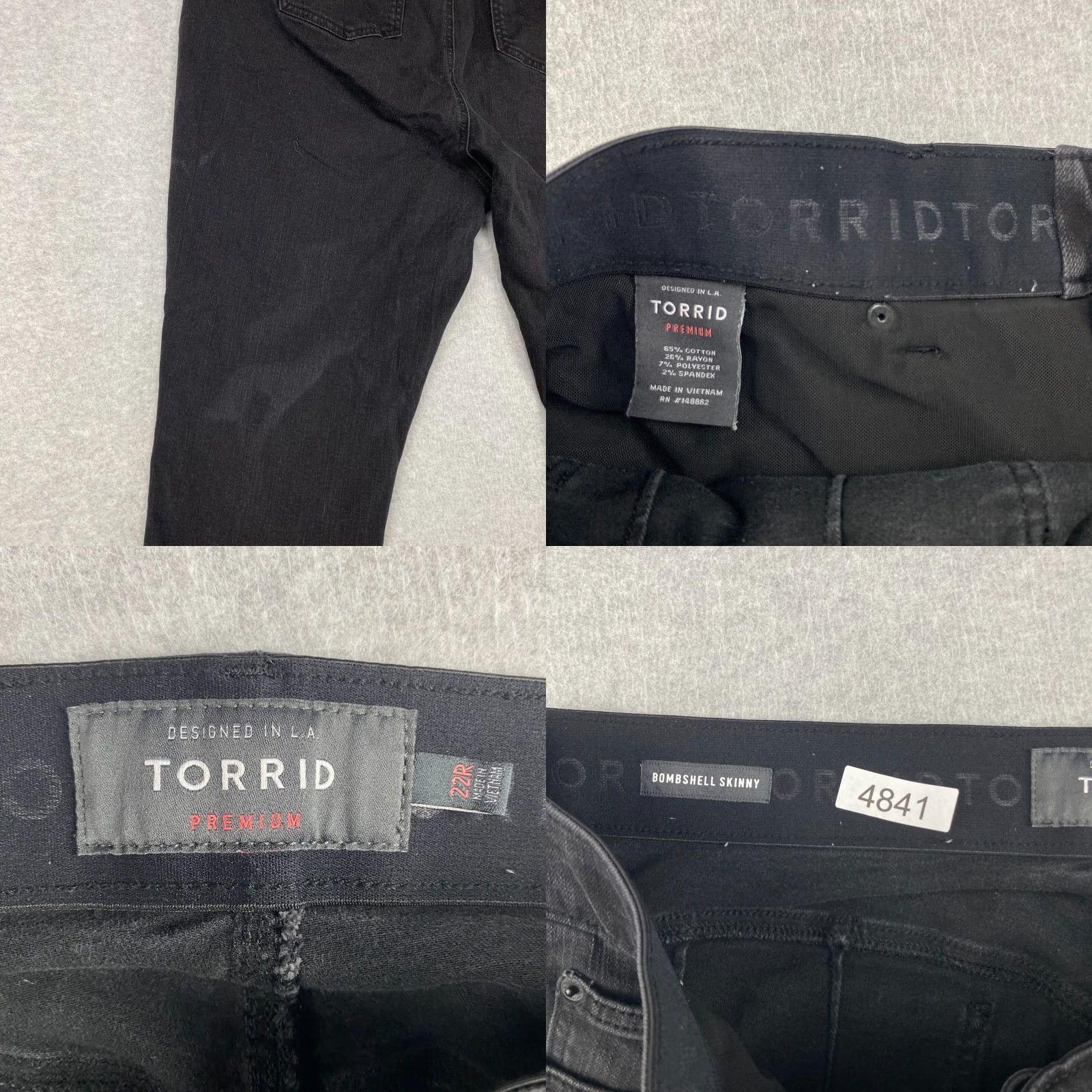 Torrid Torrid Jeans Womens 22R Black Ankle Premium Stretch High Rise Skinny Denim 5-Pocket Modern Distressed Size 40" / US 18 - 9 Thumbnail