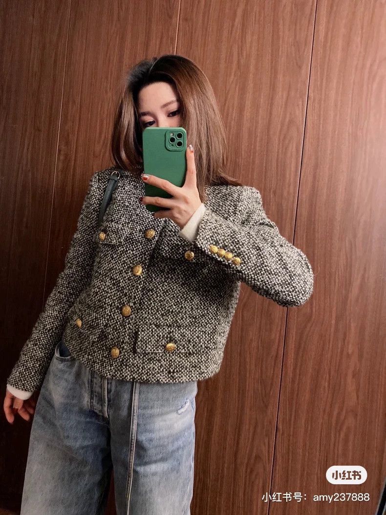 Celine Celine Gray Green Woven Tweed Jacket Size L / US 10 / IT 46 - 7 Thumbnail