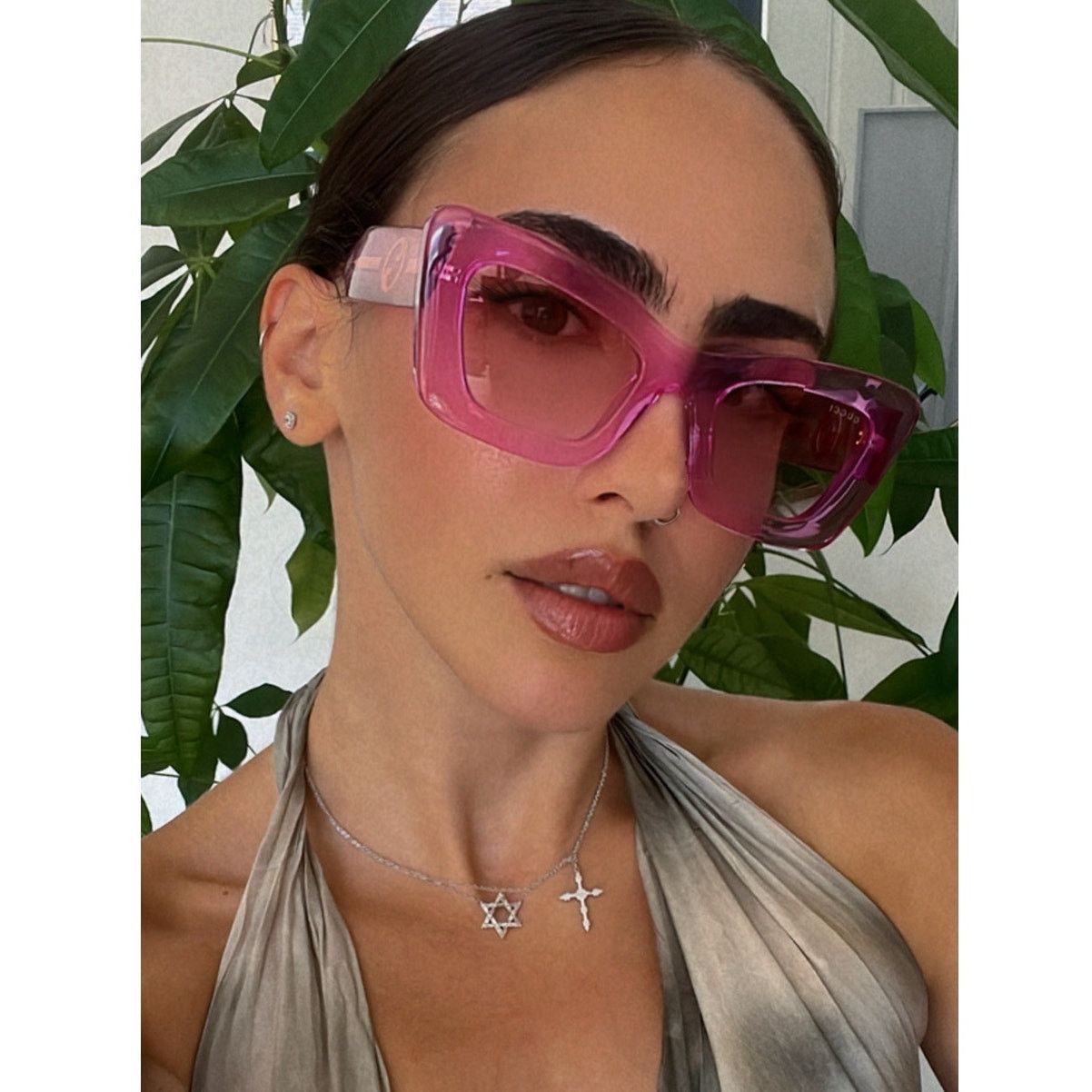 NEW Gucci GG1552S Oversized Pink Rimless Sunglasses $650