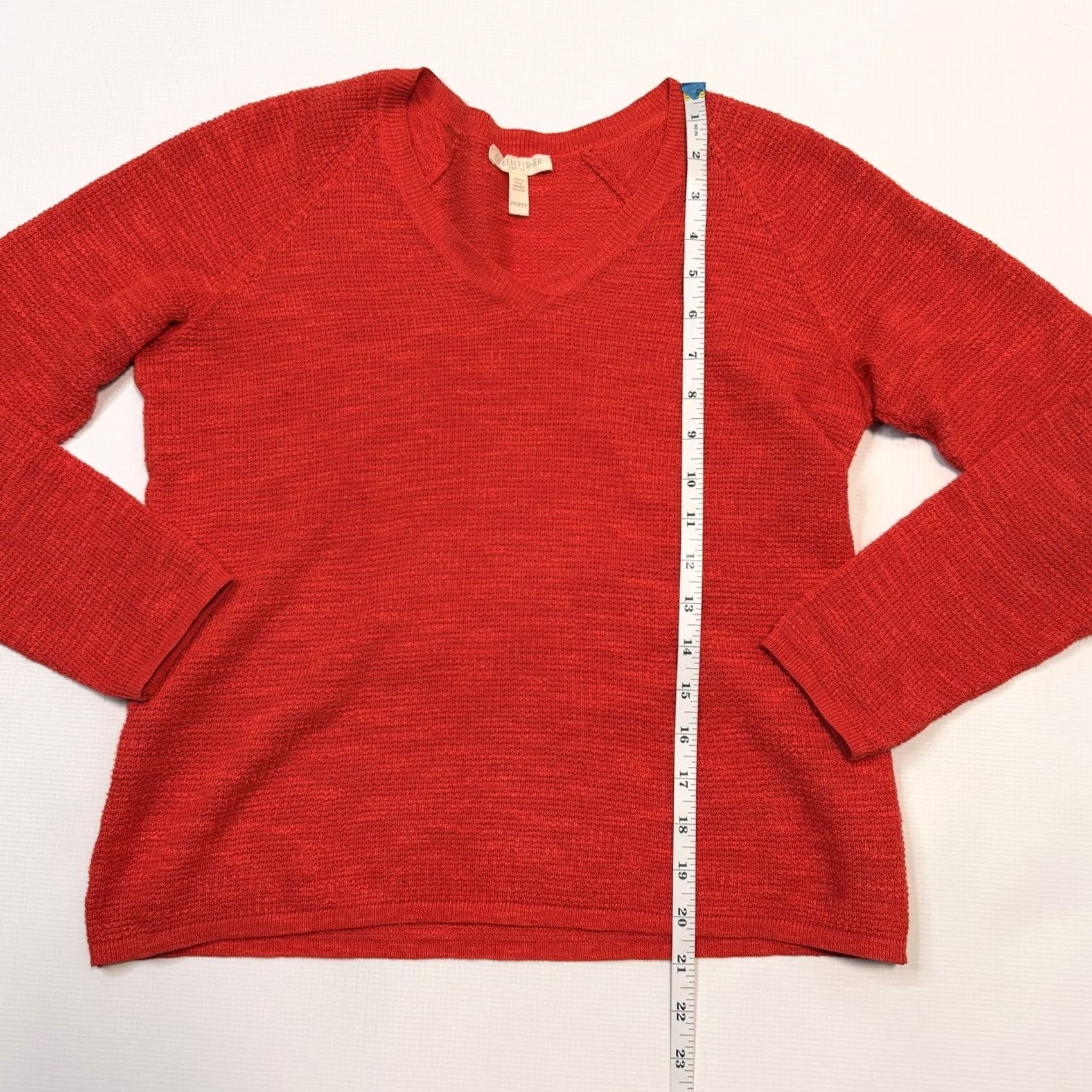 Eileen Fisher VINTAGE Eileen Fisher Sweater Womens PP/PTP Red V-Neck Knit Pullover Linen Cotton Petite Raglan Sleeve Size XXS / US 00 / IT 34 - 6 Thumbnail
