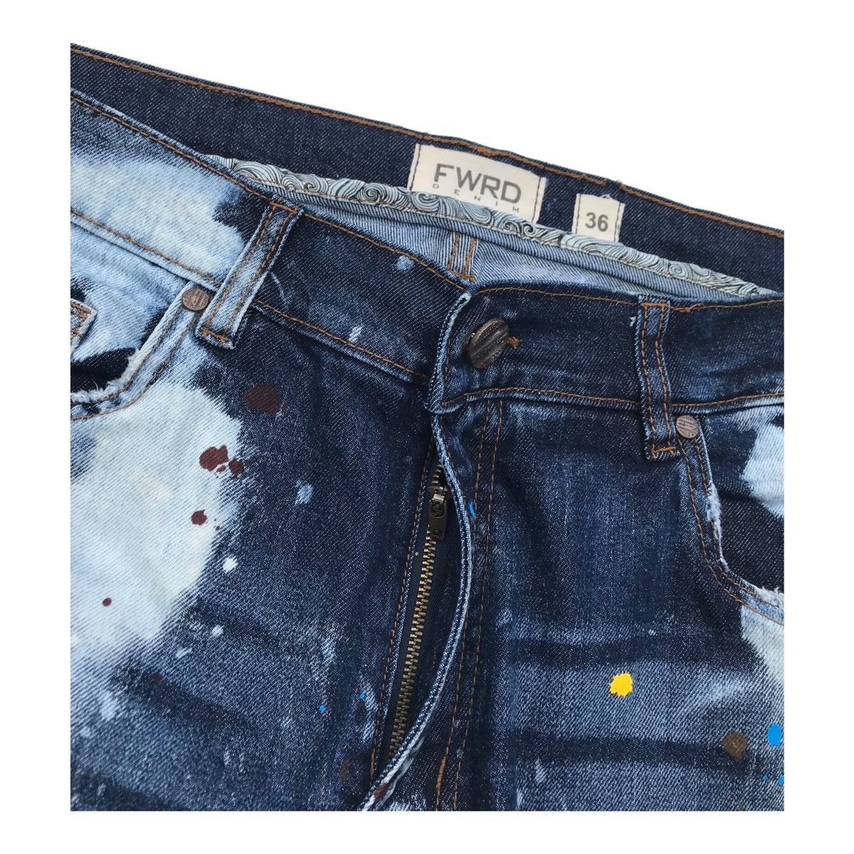 Other FWRD Distressed Bleached Streetwear Paint Splash Denim Pants Size US 35 - 5 Thumbnail