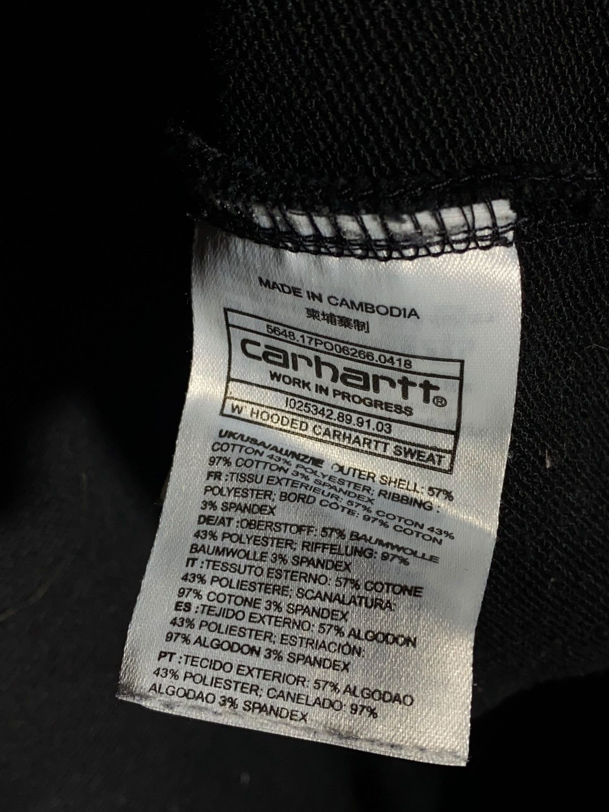 Carhartt Carhartt Hooded Sweatshirt Embroidered Logo Total Black USA Size US M / EU 48-50 / 2 - 14 Thumbnail