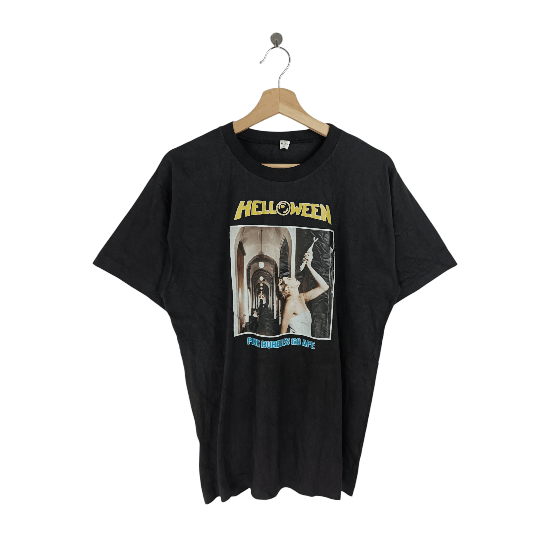 Band Tees VINTAGE 90'S HELLOWEEN PINK BUBBLES POWER METAL TEE meatloaf Size US M / EU 48-50 / 2 - 1 Thumbnail