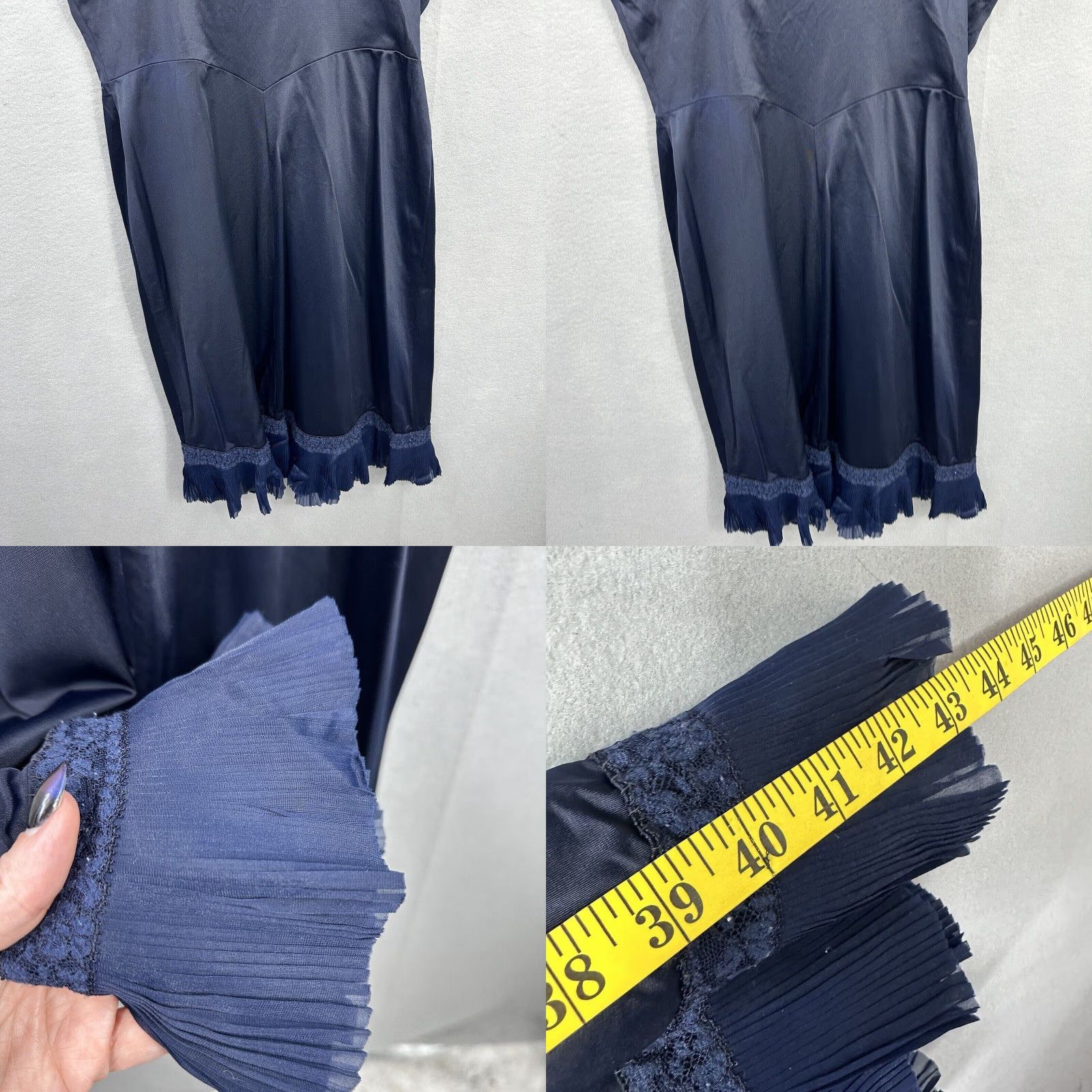 Vintage VINTAGE Vanity Fair Full Slip Nylon Floral Lace Chiffon 1960s Blue Women’s Medium Size ONE SIZE - 8 Thumbnail