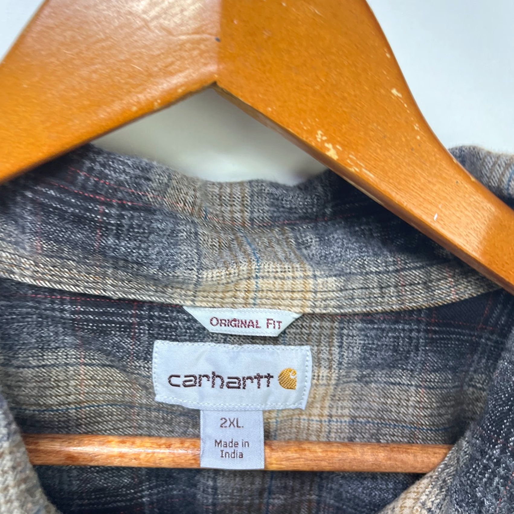 Carhartt VINTAGE Carhartt Shirt Plaid Button-Up 2XL Beige Cotton Flannel Casual Workwear Men Regular Size US XXL / EU 58 / 5 - 4 Thumbnail