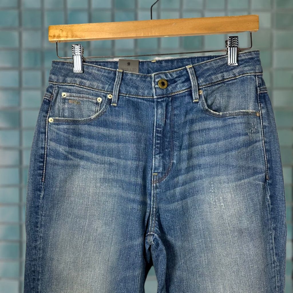 Vintage G-Star Raw 3301 High Straight 90s Ankle Jeans Antic Indigo W28 L30 Women 5-Pocket Denim Stretch Regular Button Zip Classic 90s Theme Size 28" / US 6 / IT 42 - 1 Thumbnail