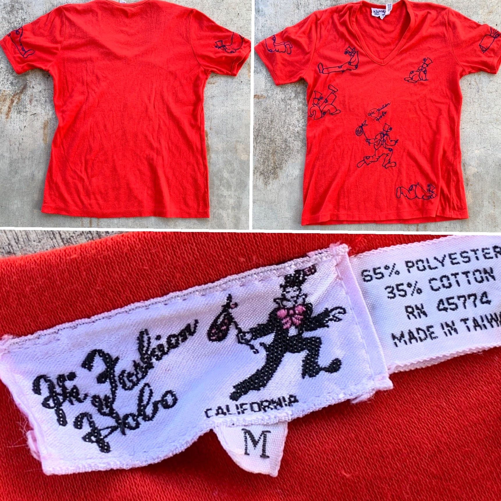 Vintage VINTAGE Hi Fashion Hobo California V Neck Tee Ladies M Red Embroidered 60s 70s 80s Shirt Mens Womens Size M / US 6-8 / IT 42-44 - 2 Thumbnail