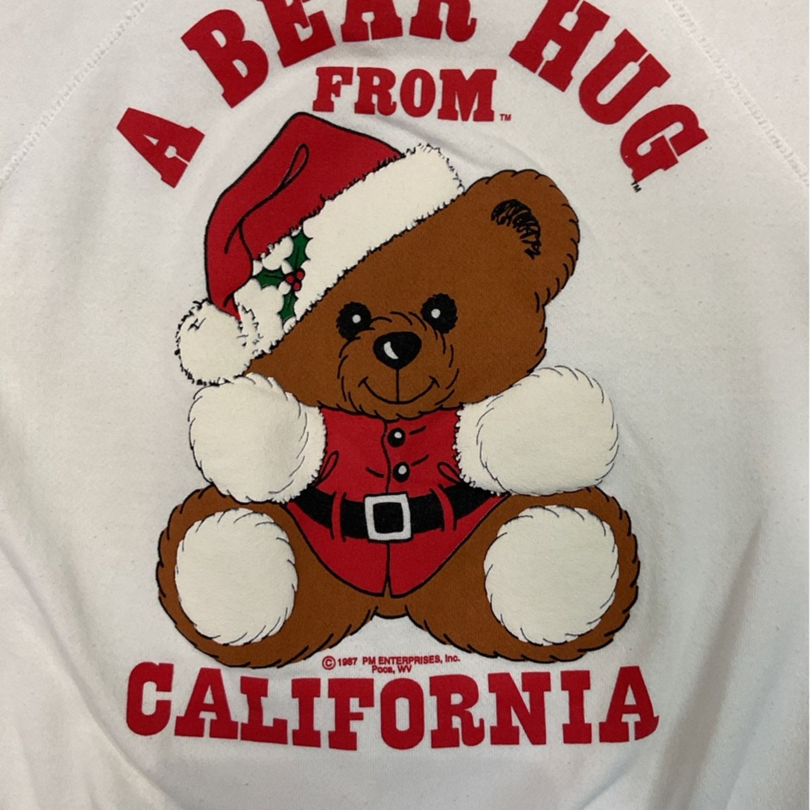 Tultex Vintage 1987 Christmas Bear “A Bear Hug” sweatshirt Size US L / EU 52-54 / 3 - 6 Thumbnail