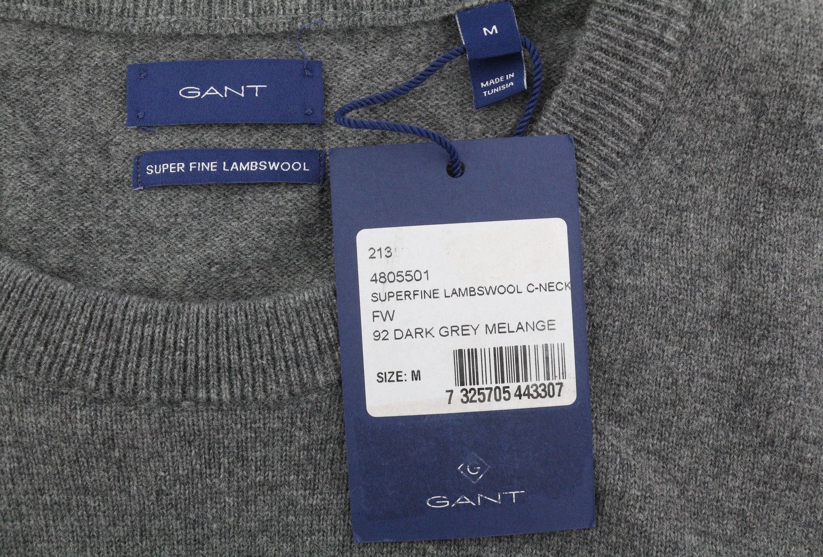 Gant SUPERFINE LAMBSWOOL C-NECK M Dark Grey Melange 88101 Size M / US 6-8 / IT 42-44 - 6 Thumbnail