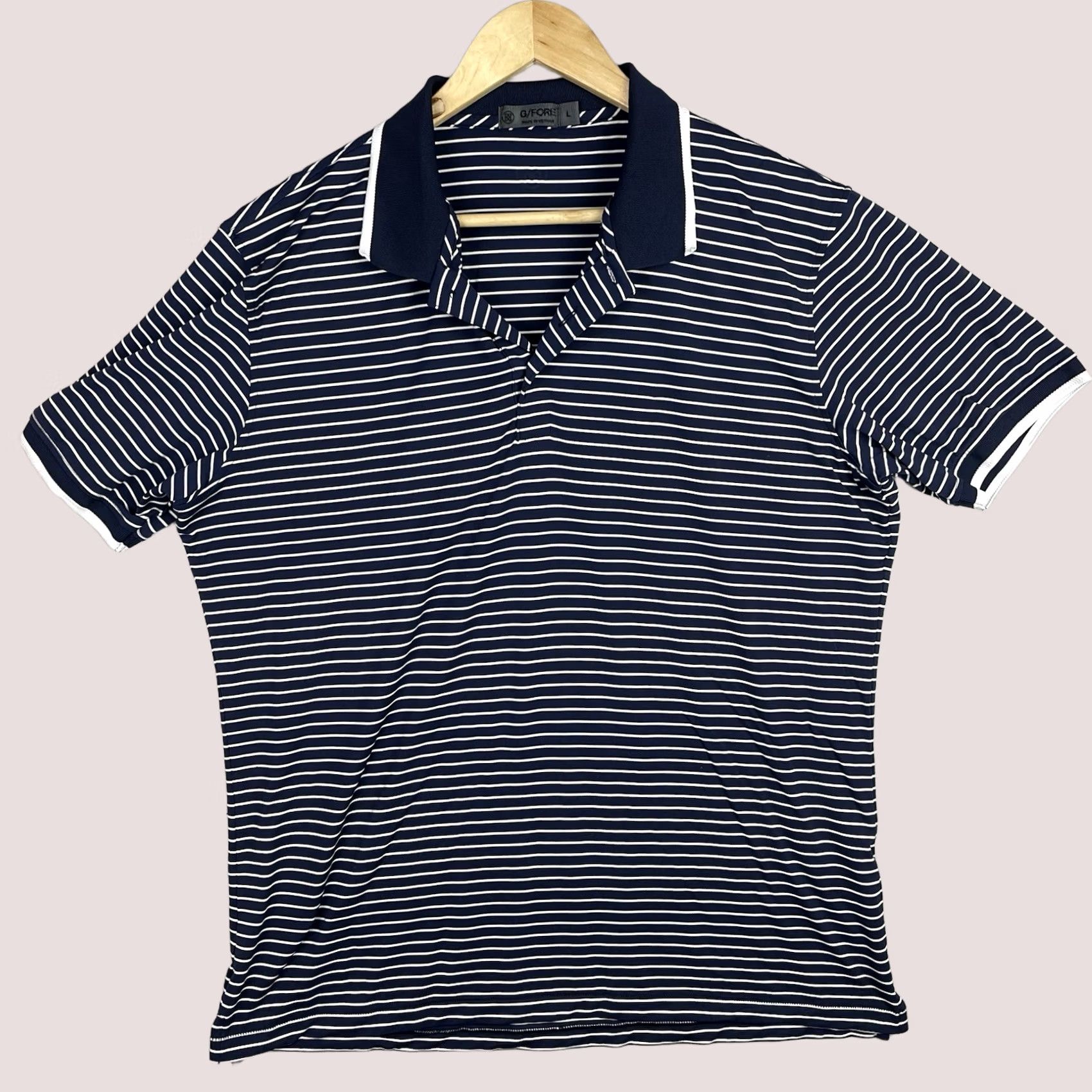 G/FORE G/Fore Shirt Polo Mens Large Navy Blue Striped Collared Stretch Button Up Golf Shirt Size US L / EU 52-54 / 3 - 1 Thumbnail