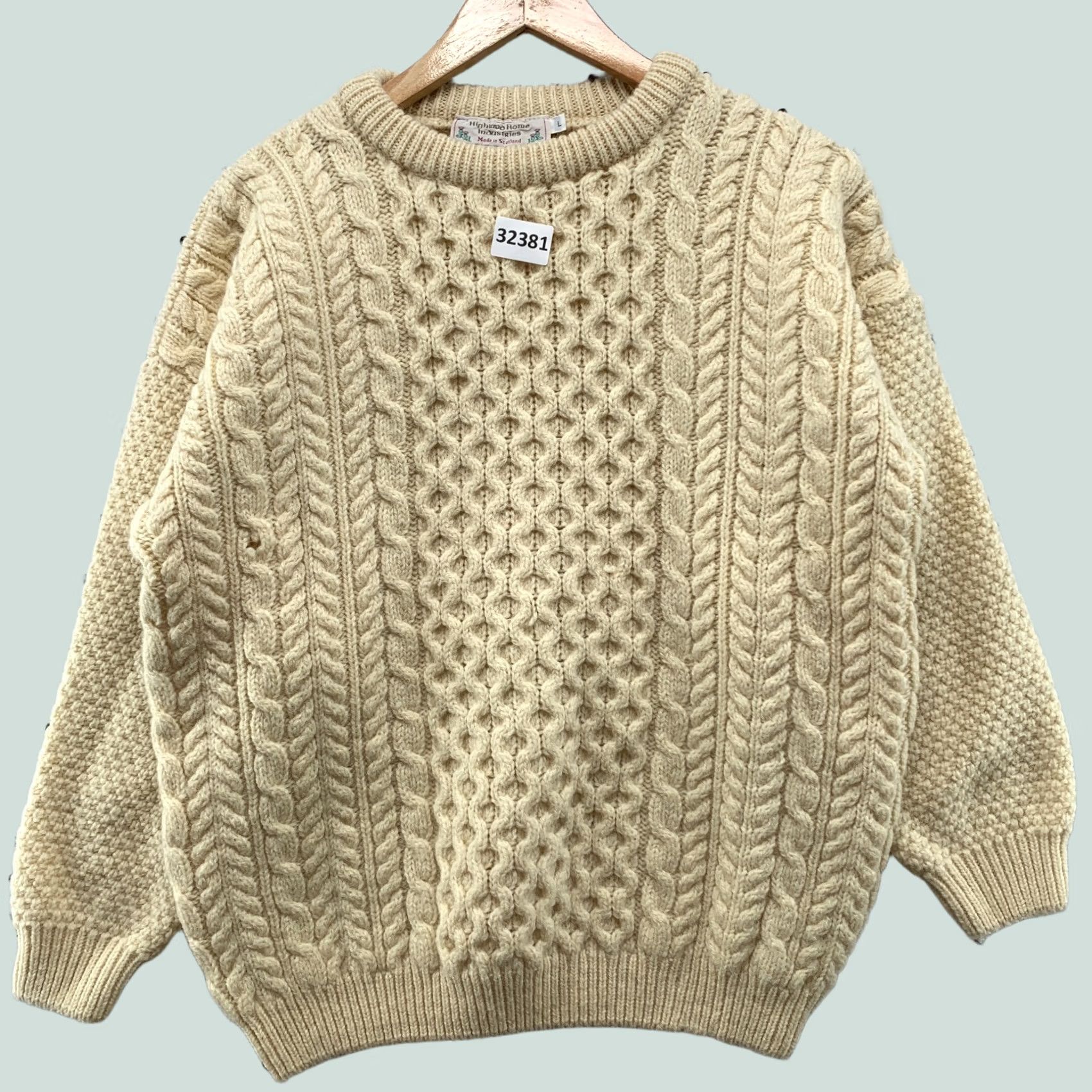 Highland 2000 Highland Home Industries VINTAGE Knit Sweater Womens L Wool Fisherman Beige 20x24.5 Size L / US 10 / IT 46 - 1 Thumbnail