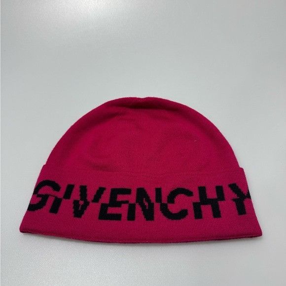 Givenchy Givenchy Logo Wool Beanie Hat Pink Black Size ONE SIZE - 1 Thumbnail