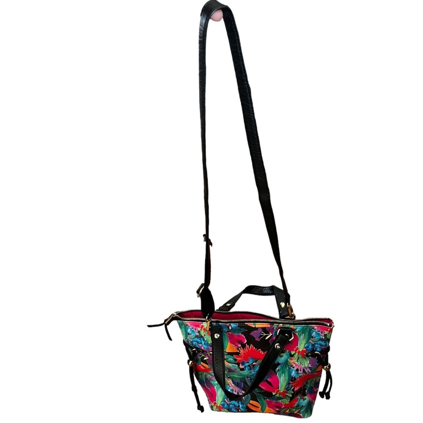 Juicy Couture Juicy Couture Black Faux Tropical Floral Print Bag Size ONE SIZE - 8 Thumbnail