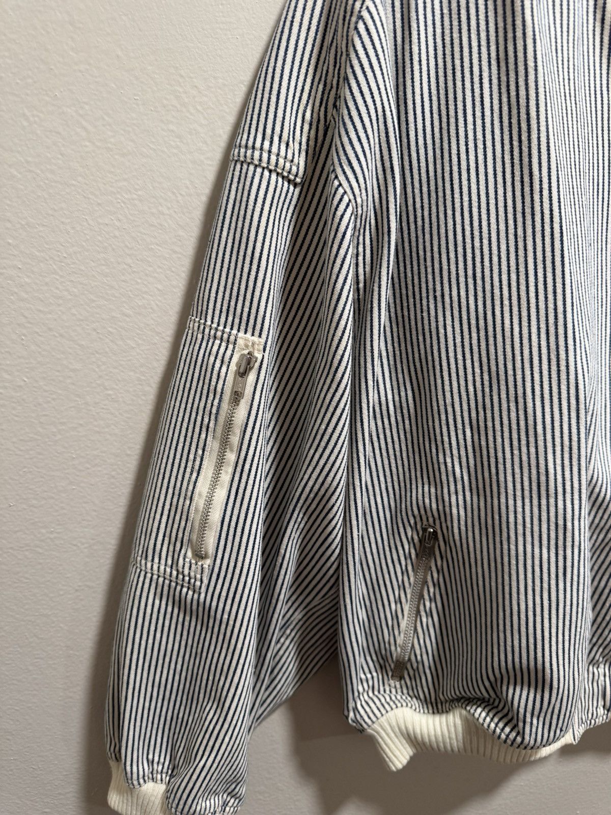 Issey Miyake 80’s Issey Miyake IS Sport Big Logo Hickory Zip Up Bomber Size US L / EU 52-54 / 3 - 3 Thumbnail