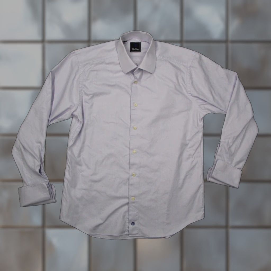 David Donahue David Donahue Dress Shirt Mens 16 34 Purple Button Up French Cuff 100% Cotton Casual Business Workwear Designer Clothing Size 34R - 1 Thumbnail