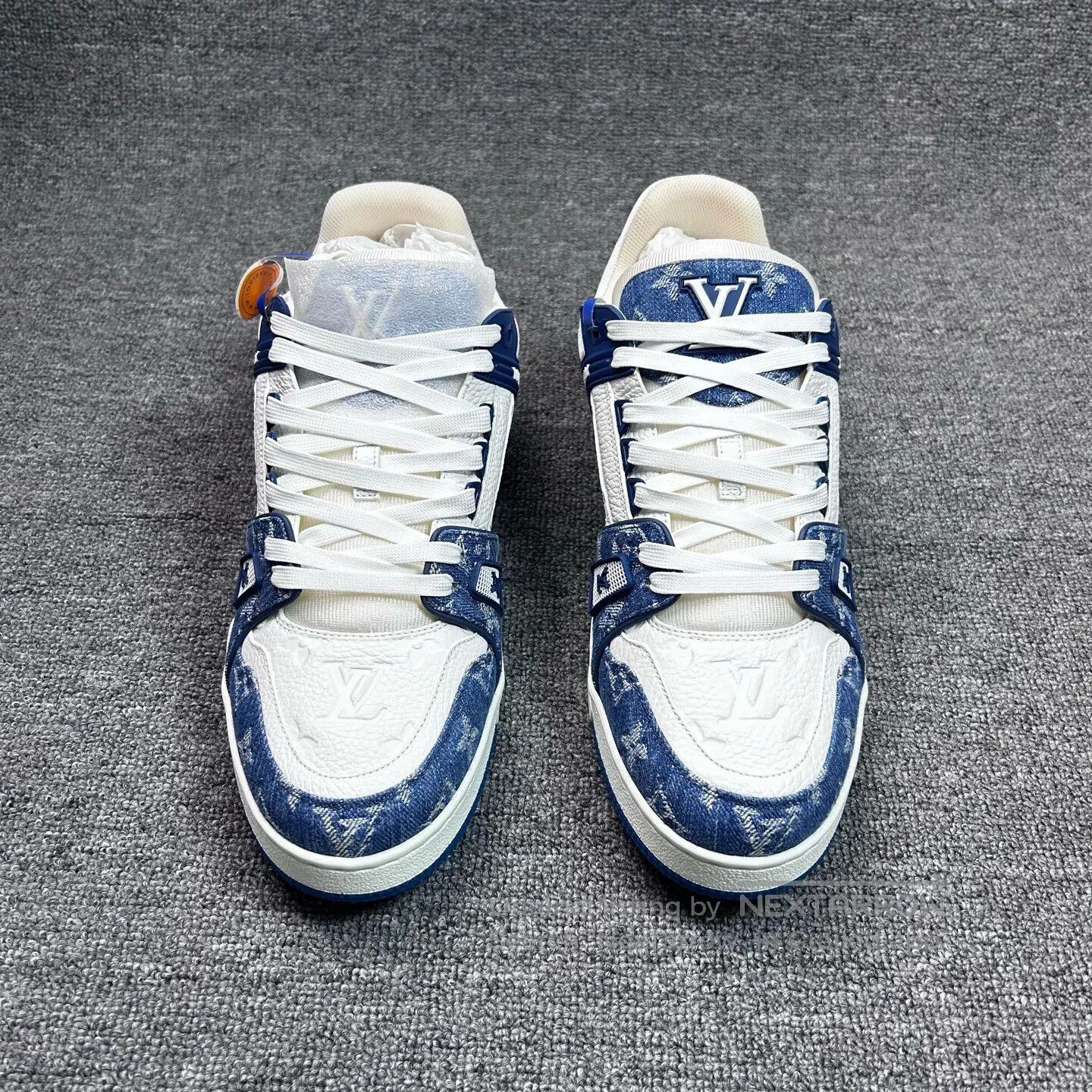 Louis Vuitton Louis Vuitton White and Blue Denim Casual Sneakers| Size US 11.5 / EU 44-45 - 4 Thumbnail