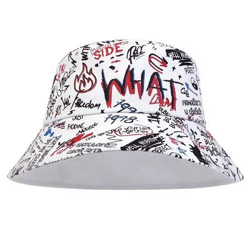 Japanese Brand "WHAT" Printing Letter bucket hat Size ONE SIZE - 2 Thumbnail