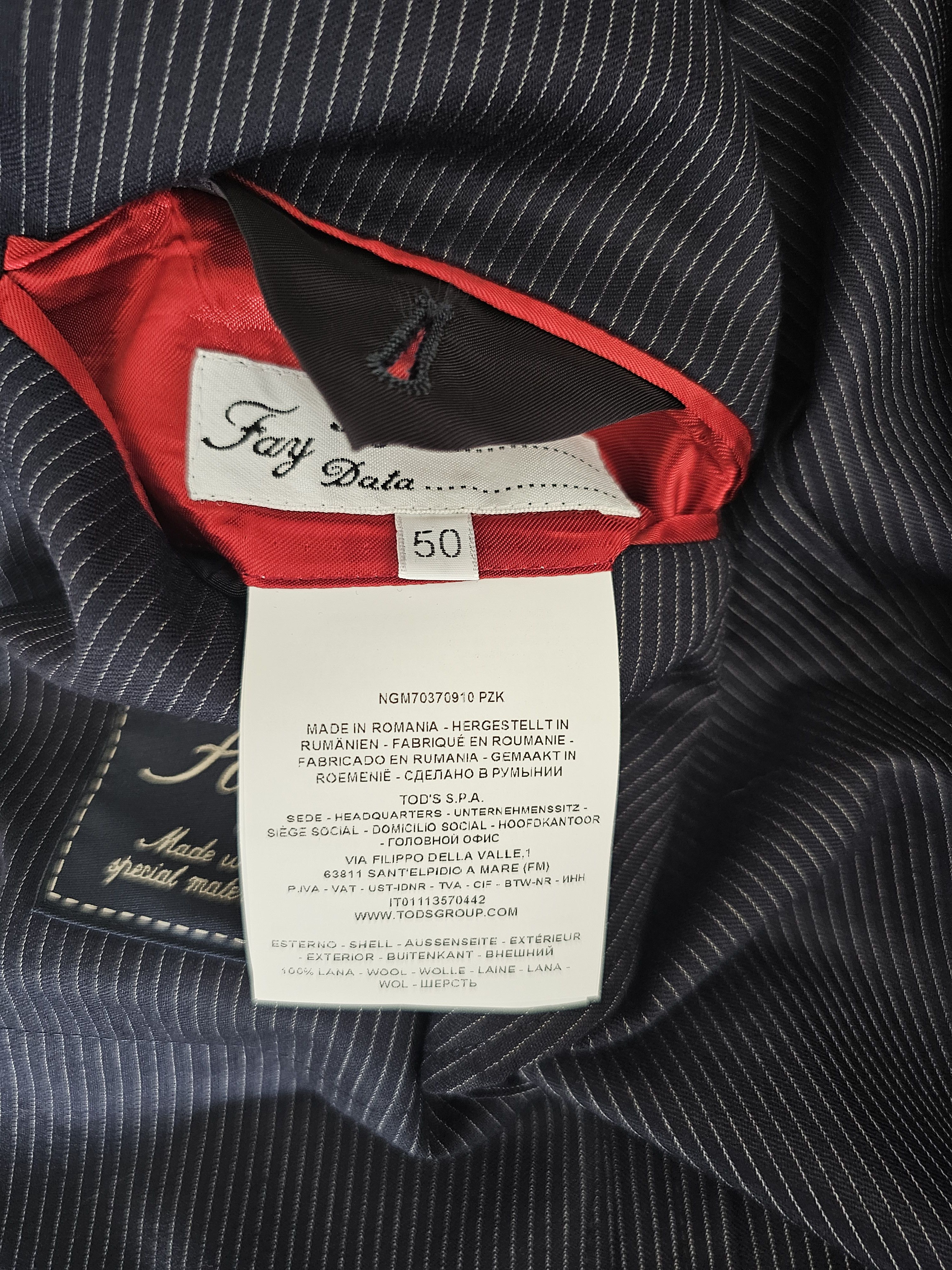 Fay NWT Fay Pinstripe Wool Blazer Unlined Size 50 Navy Size 40R - 9 Thumbnail