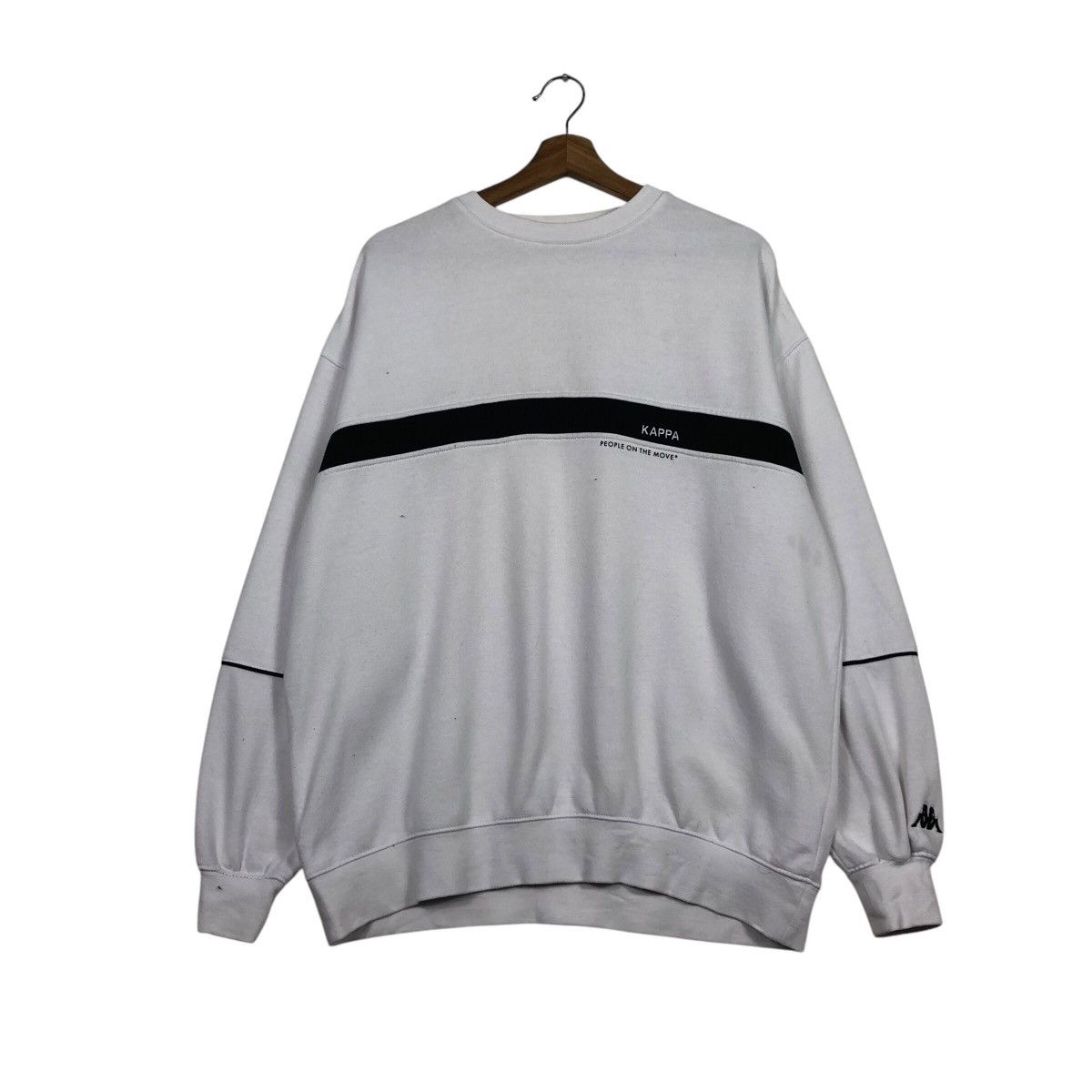 Japanese Brand Vintage Kappa Big Fit Sweat Black Chest Stripe, Minimal Logo Size US M / EU 48-50 / 2 - 2 Thumbnail