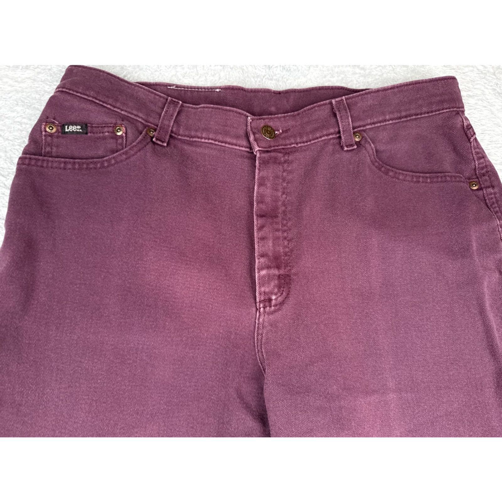 Lee VINTAGE Lee Jeans Women 18 Purple Tapered Leg High Rise 33x30 Cotton Denim 5-Pocket Style Cowboy Size 40" / US 18 - 4 Thumbnail