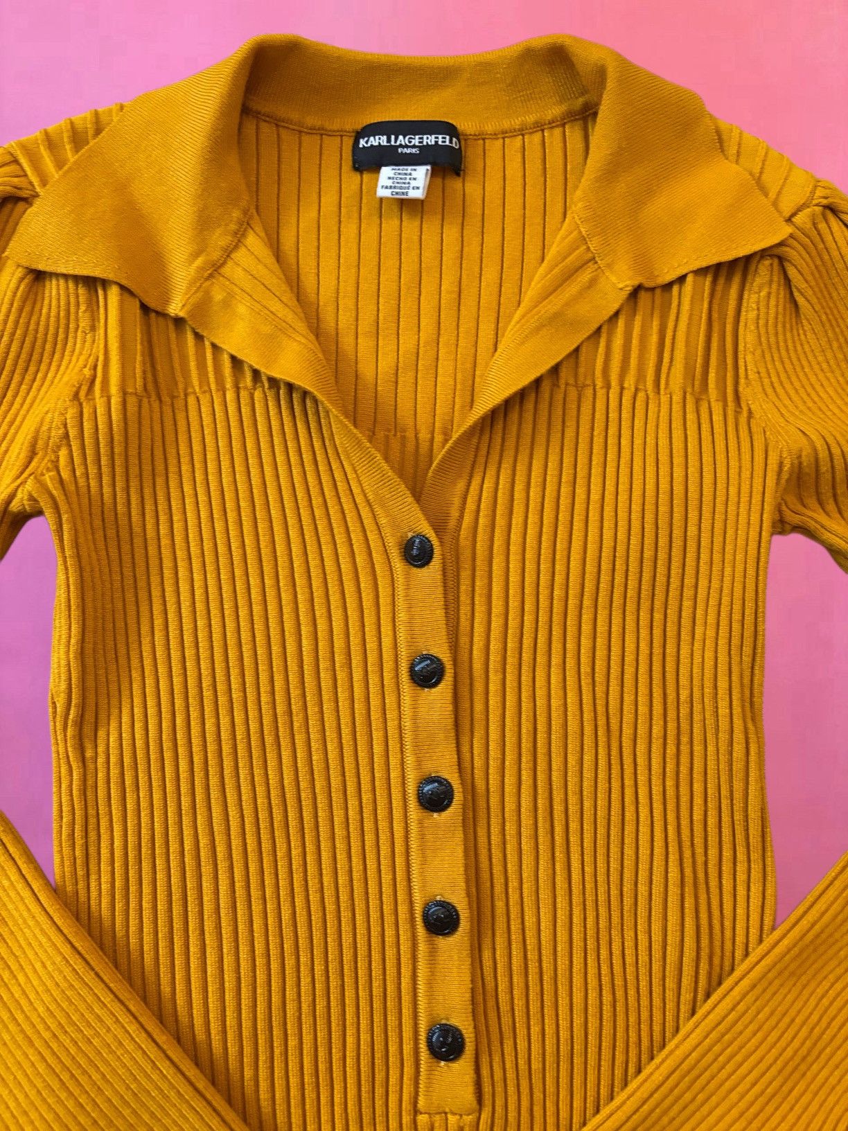 Karl Lagerfeld Karl Lagerfeld Paris Yellow Ribbed Collar Blouse - XS Size XS / US 0-2 / IT 36-38 - 11 Thumbnail