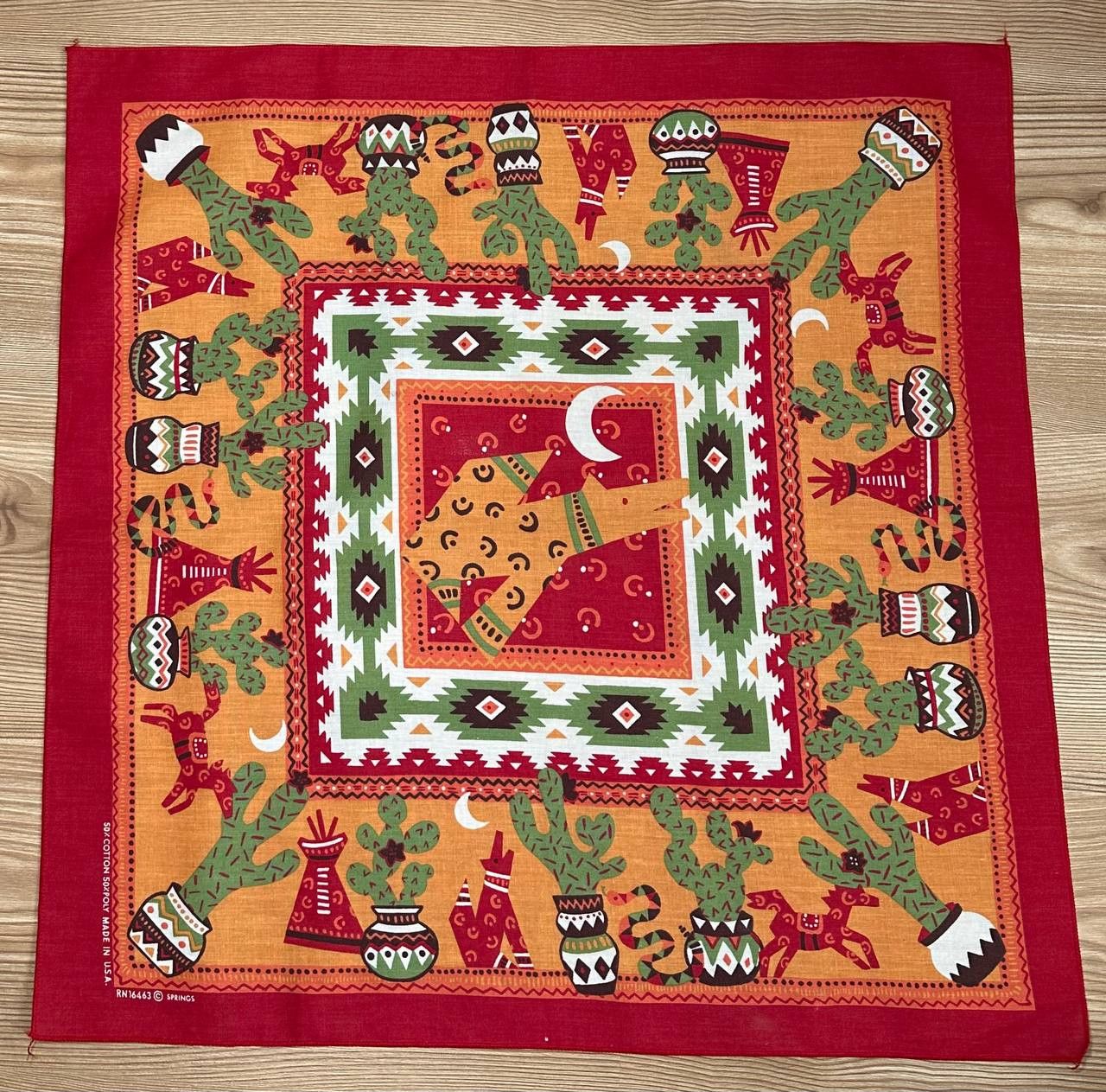 Other AMERICAN Native 80s Bandanna MadeIn USA Springs Aztec Navajo Size ONE SIZE - 1 Thumbnail