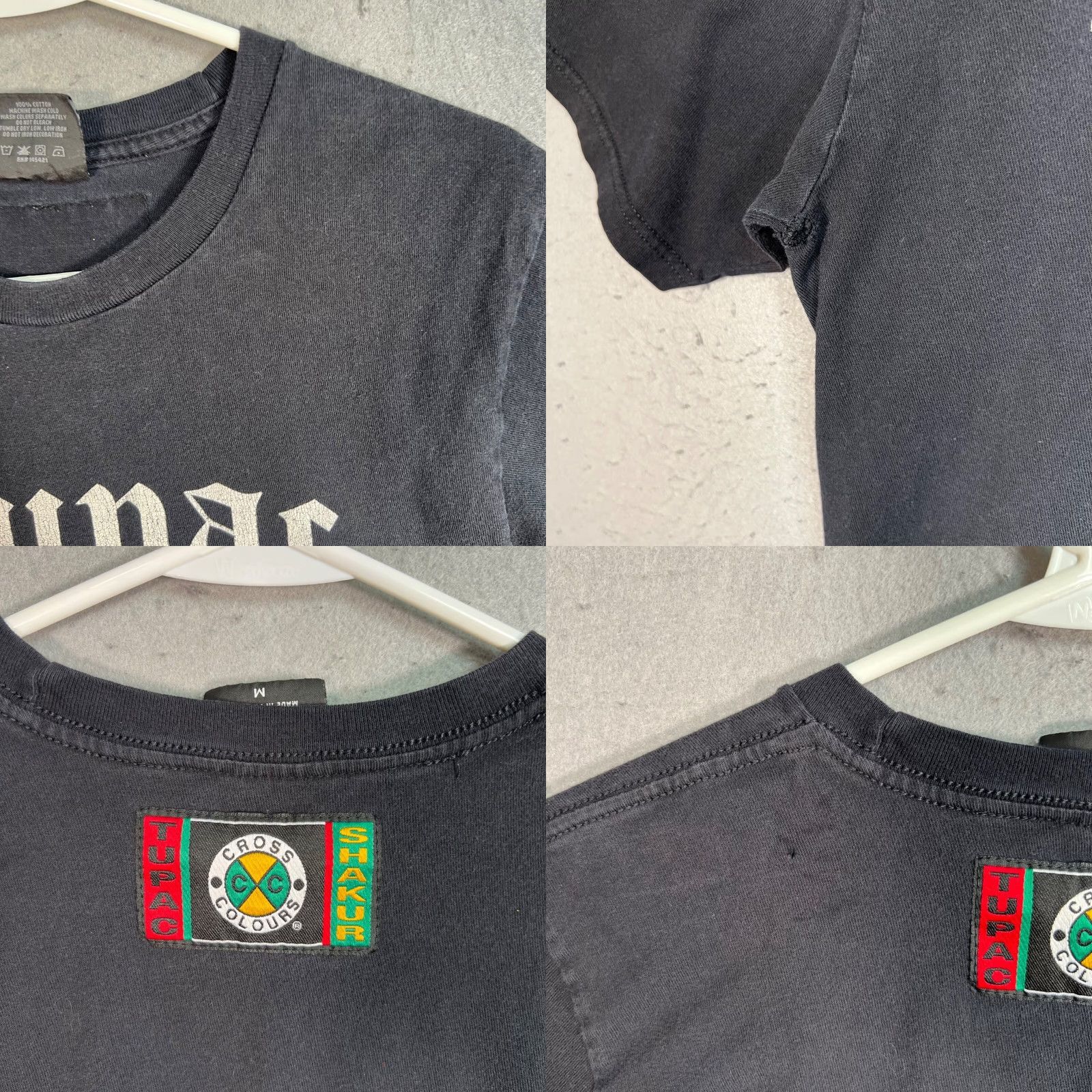 Vintage VINTAGE Tupac Shakur Cross Colours Graphic Tee M Black 100% Cotton Short Sleeve Crew Nec Mens Shirt Size US 31 - 8 Thumbnail